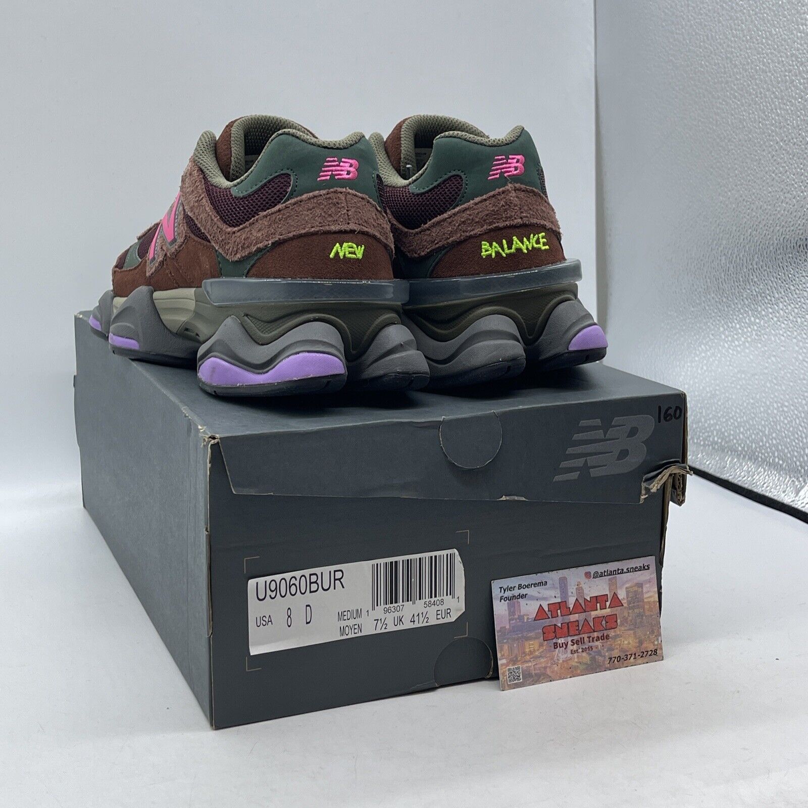 Size 8 - New Balance 9060 Burgundy Pink Brown Green Suede (U9060BUR)