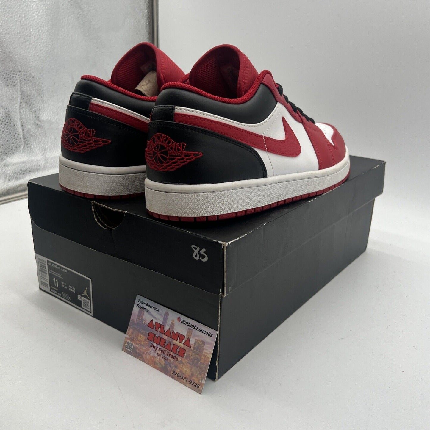 Size 11 - Jordan 1 Low Reverse Black Toe Red White Leather (553558-163)