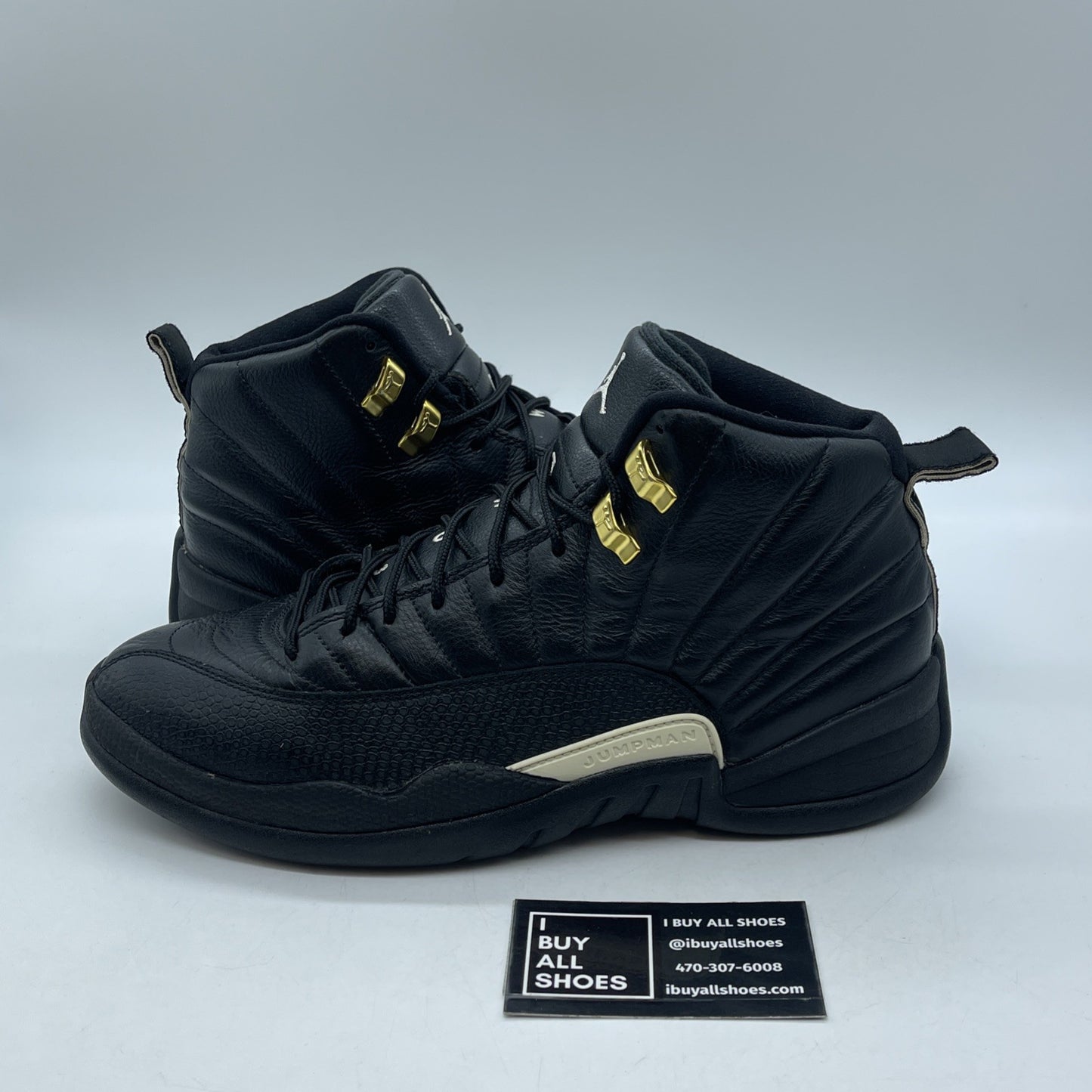 Size 9.5 - Air Jordan 12 Retro The Master Black Gold White Leather (130690-013)