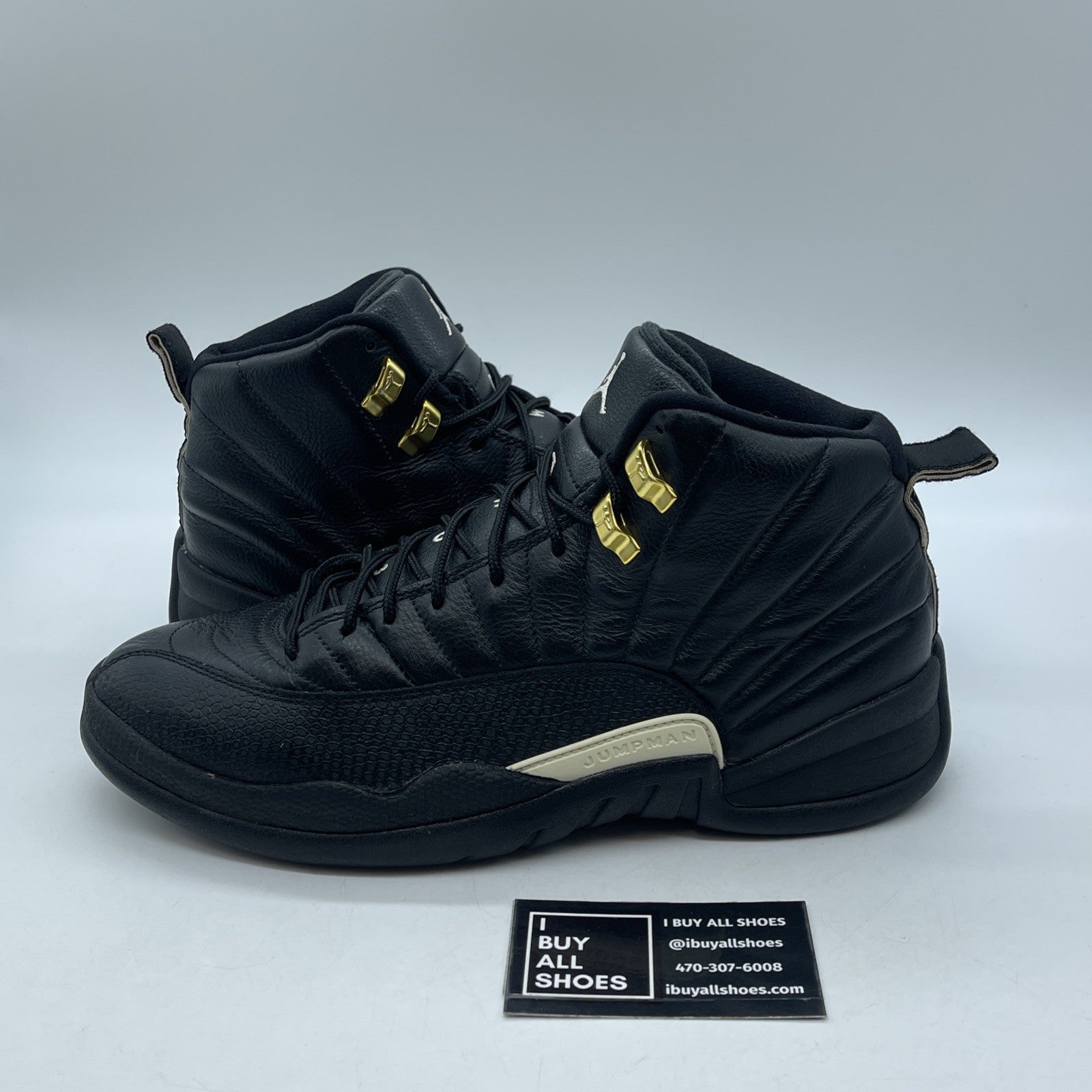 Size 9.5 - Air Jordan 12 Retro The Master Black Gold White Leather (130690-013)