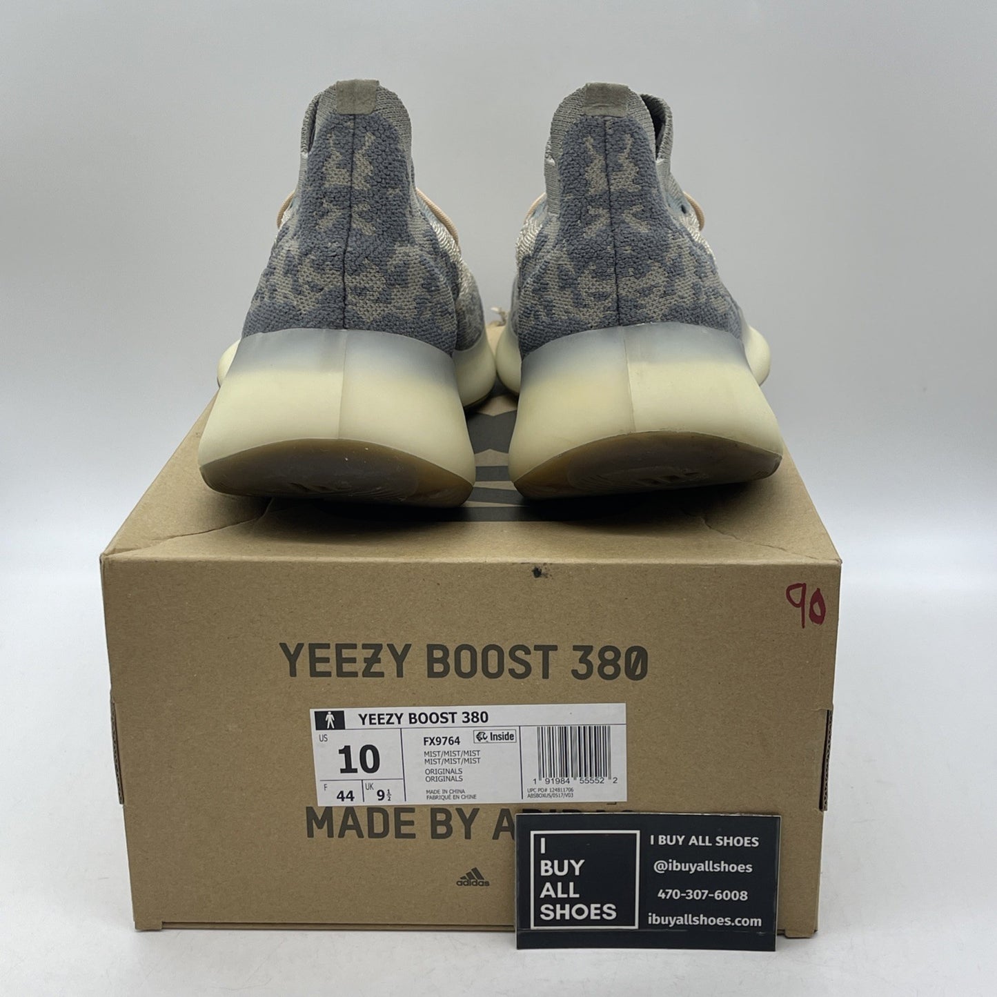 Size 10 - adidas Yeezy Boost 380 Mist Non-Reflective Brown Suede (FX9764)