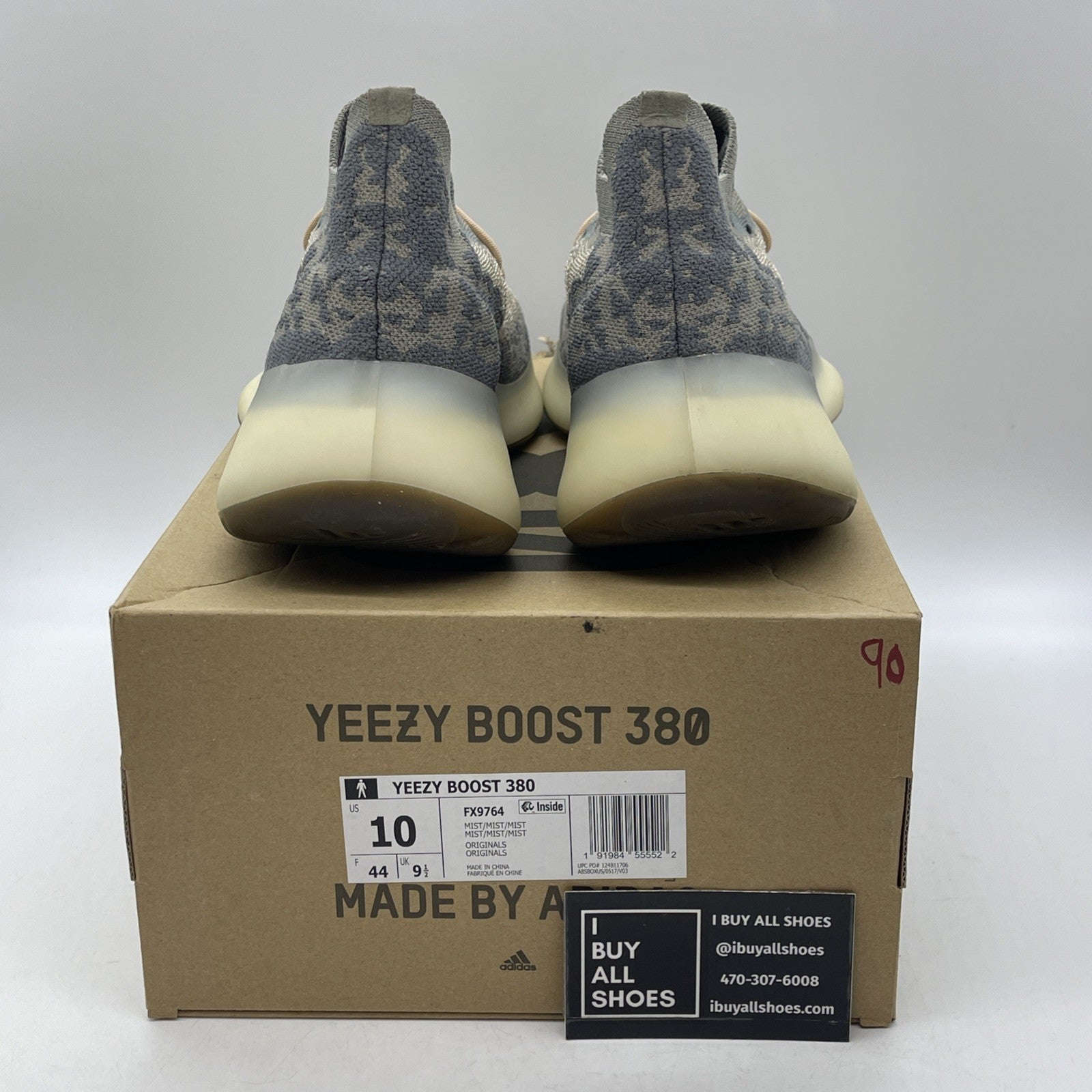 Size 10 - adidas Yeezy Boost 380 Mist Non-Reflective Brown Suede (FX9764)