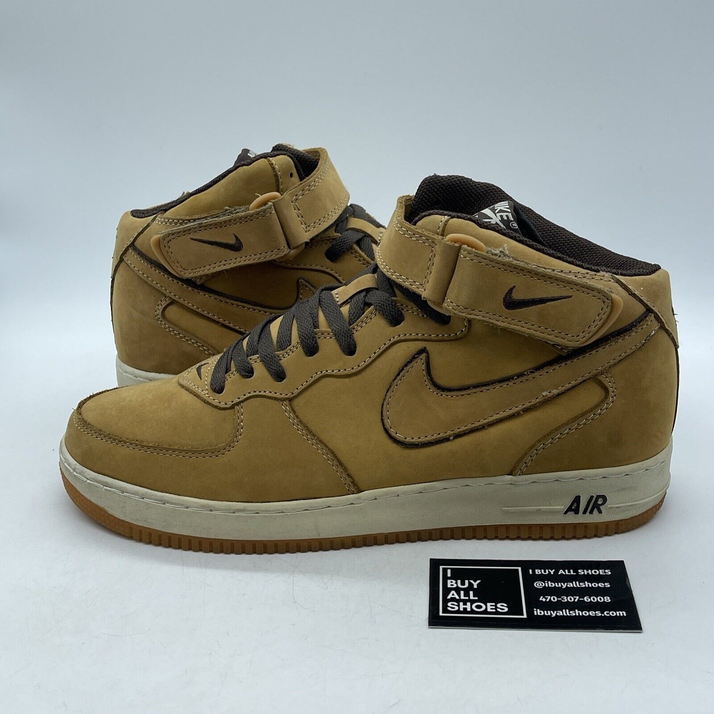 Size 12 - Nike Air Force 1 Wp Mid Waterproof Brown Black Suede (307105-771)