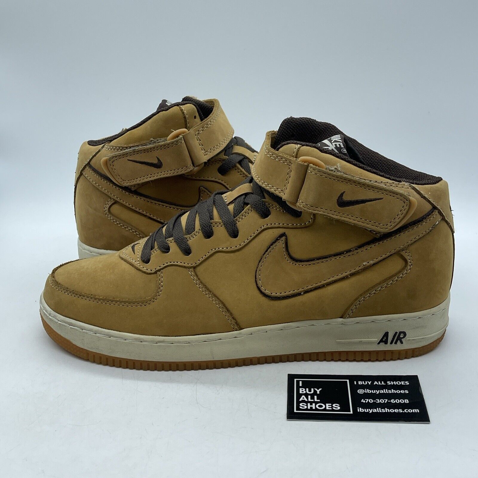 Size 12 - Nike Air Force 1 Wp Mid Waterproof Brown Black Suede (307105-771)