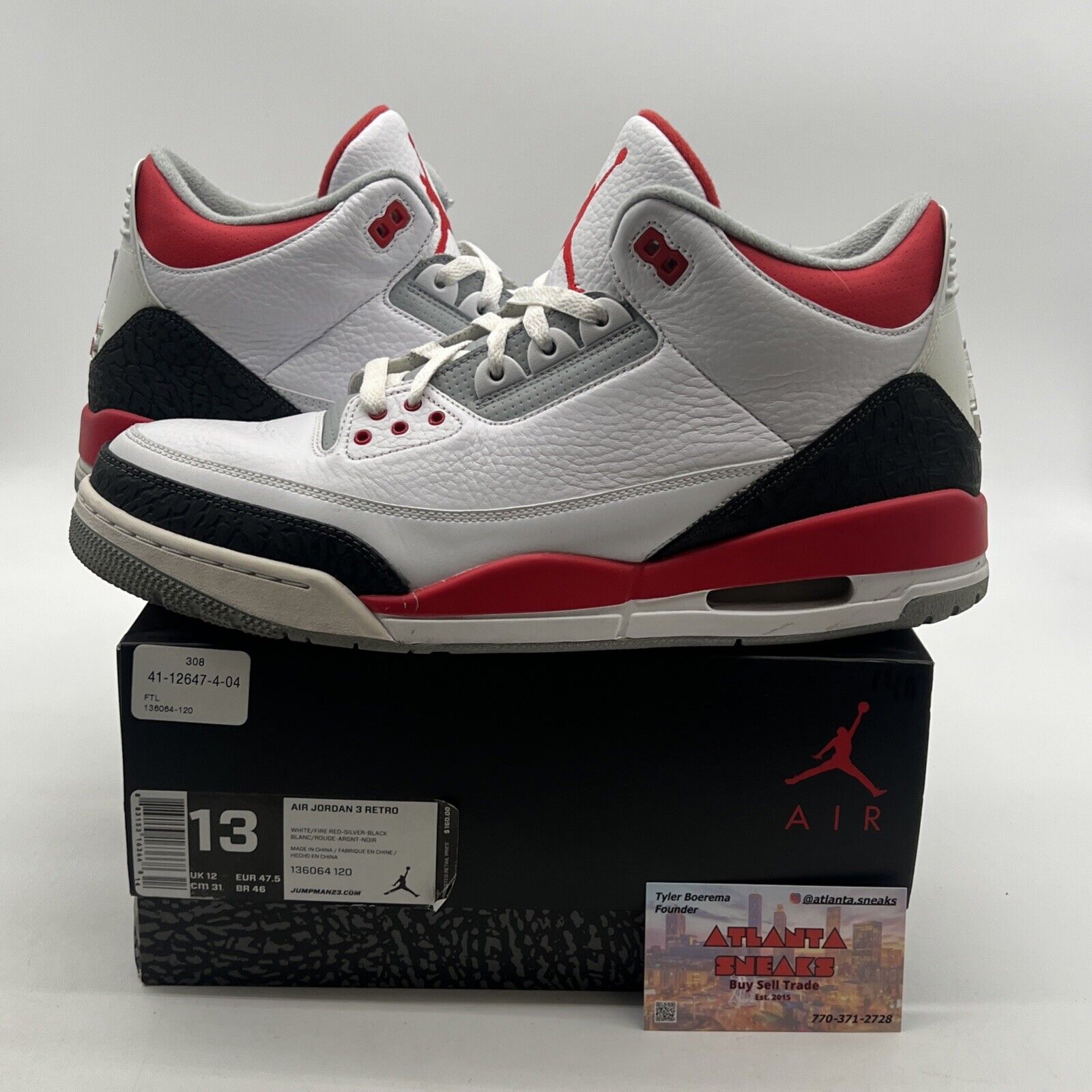 Size 13 - Air Jordan 3 Retro 2013 Fire Red (136064-120)