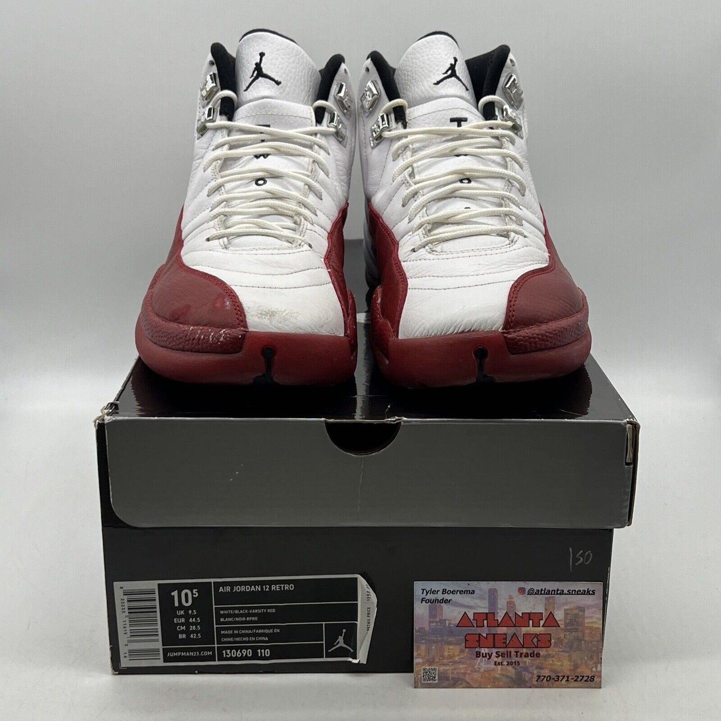 Size 10.5 - Air Jordan 12 Retro 2009 Cherry White Leather (130690-110)
