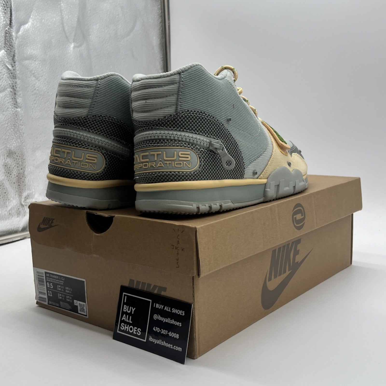 Size 9.5 - Nike Travis Scott x Air Trainer 1 SP Gray (DR7515-001)