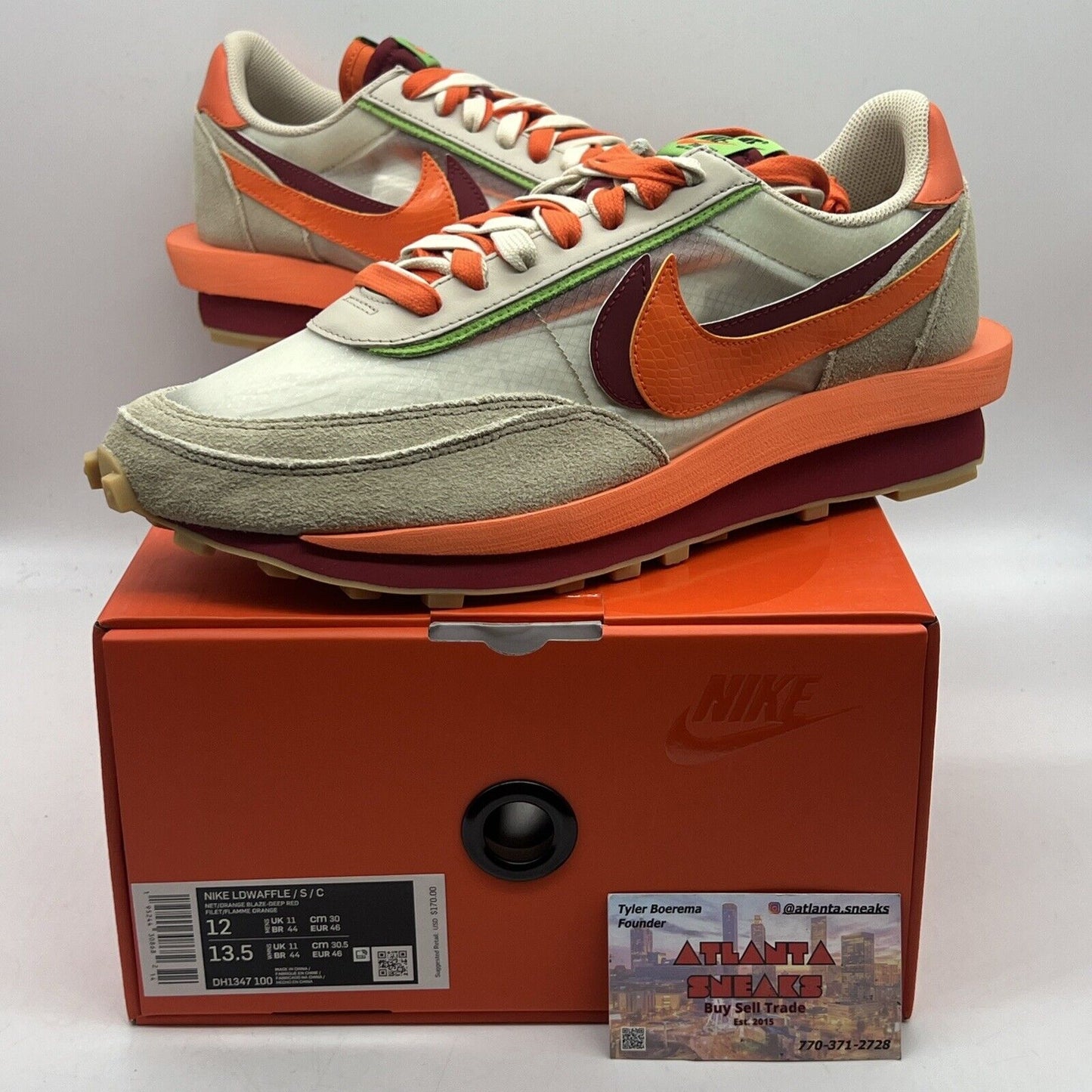 Size 12 - Nike LDWaffle Deep Red/Green Bean/Orange Blaze Brand New Og All