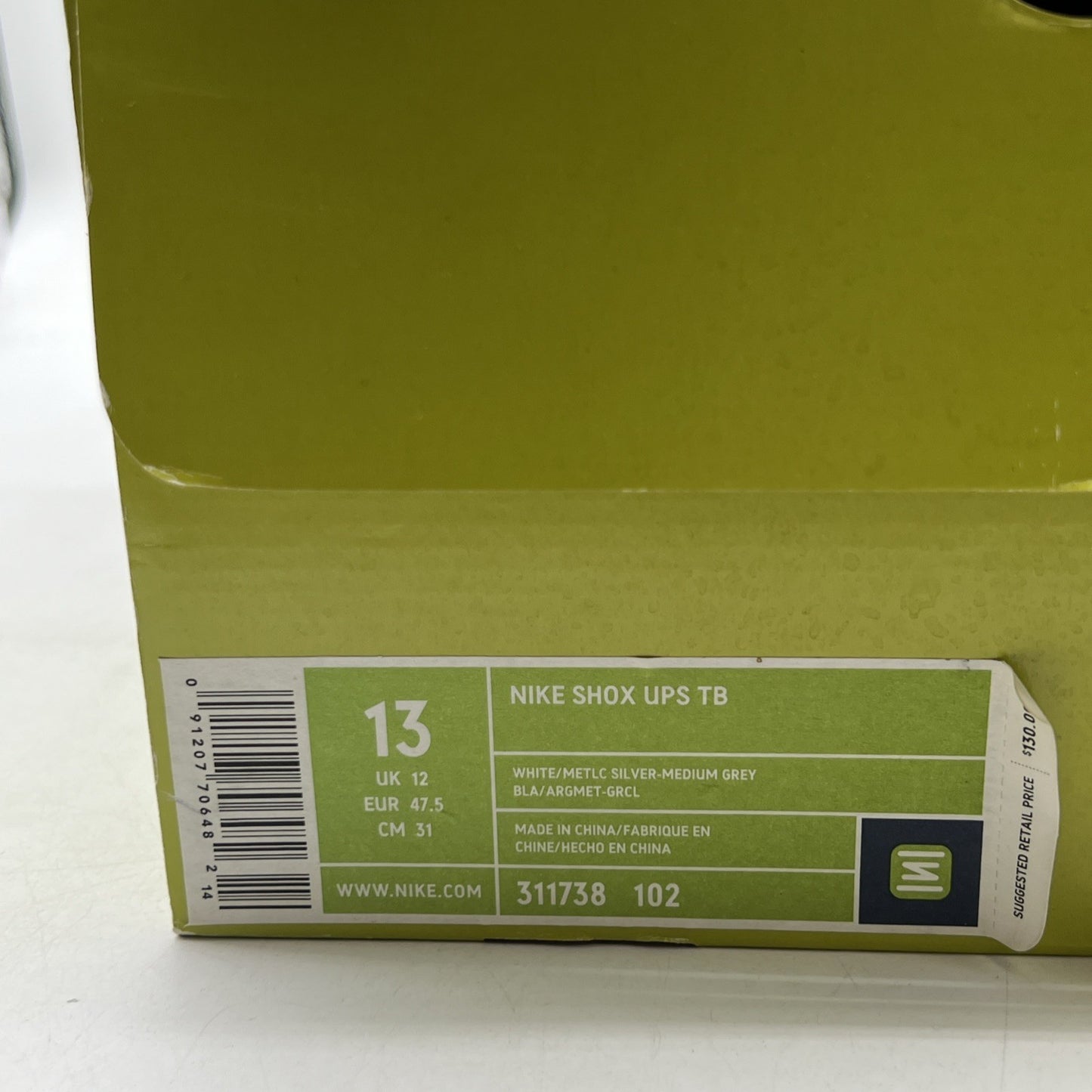 Size 13 - Nike Shox Ups TB White Metallic Silver (311738-102)