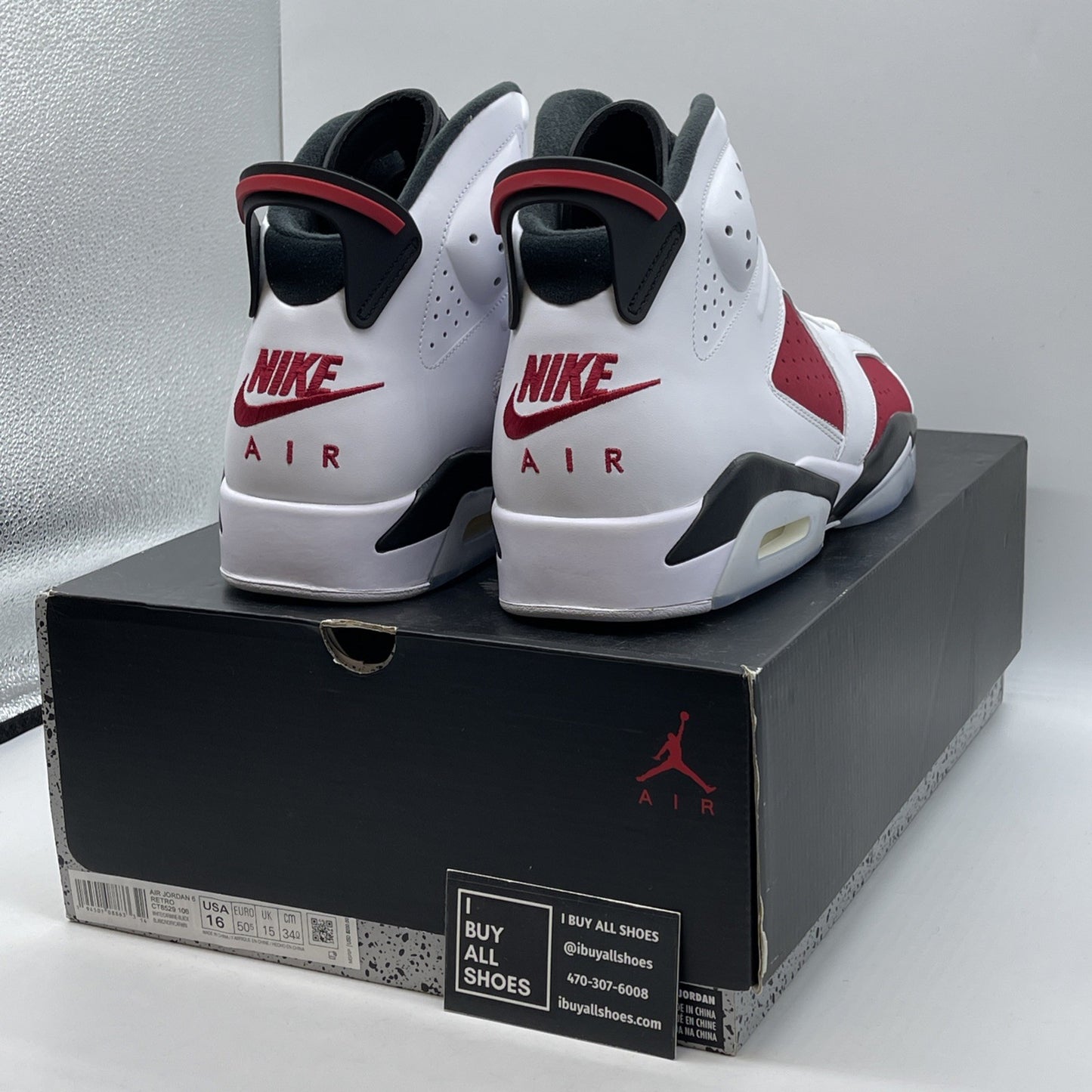 Size 16 - Jordan 6 Retro OG Mid Carmine Red White Leather Suede (CT8529-106)