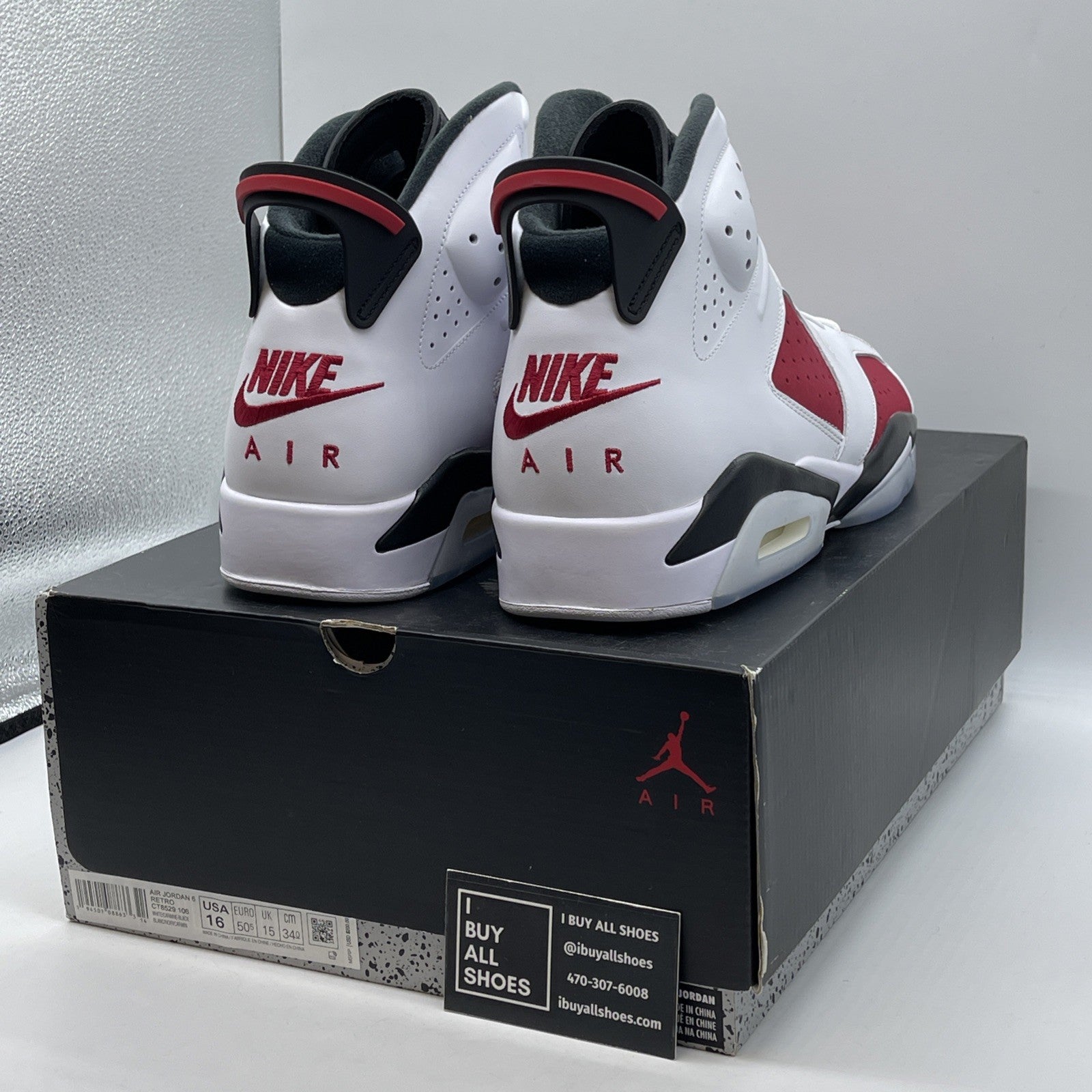 Size 16 - Jordan 6 Retro OG Mid Carmine Red White Leather Suede (CT8529-106)