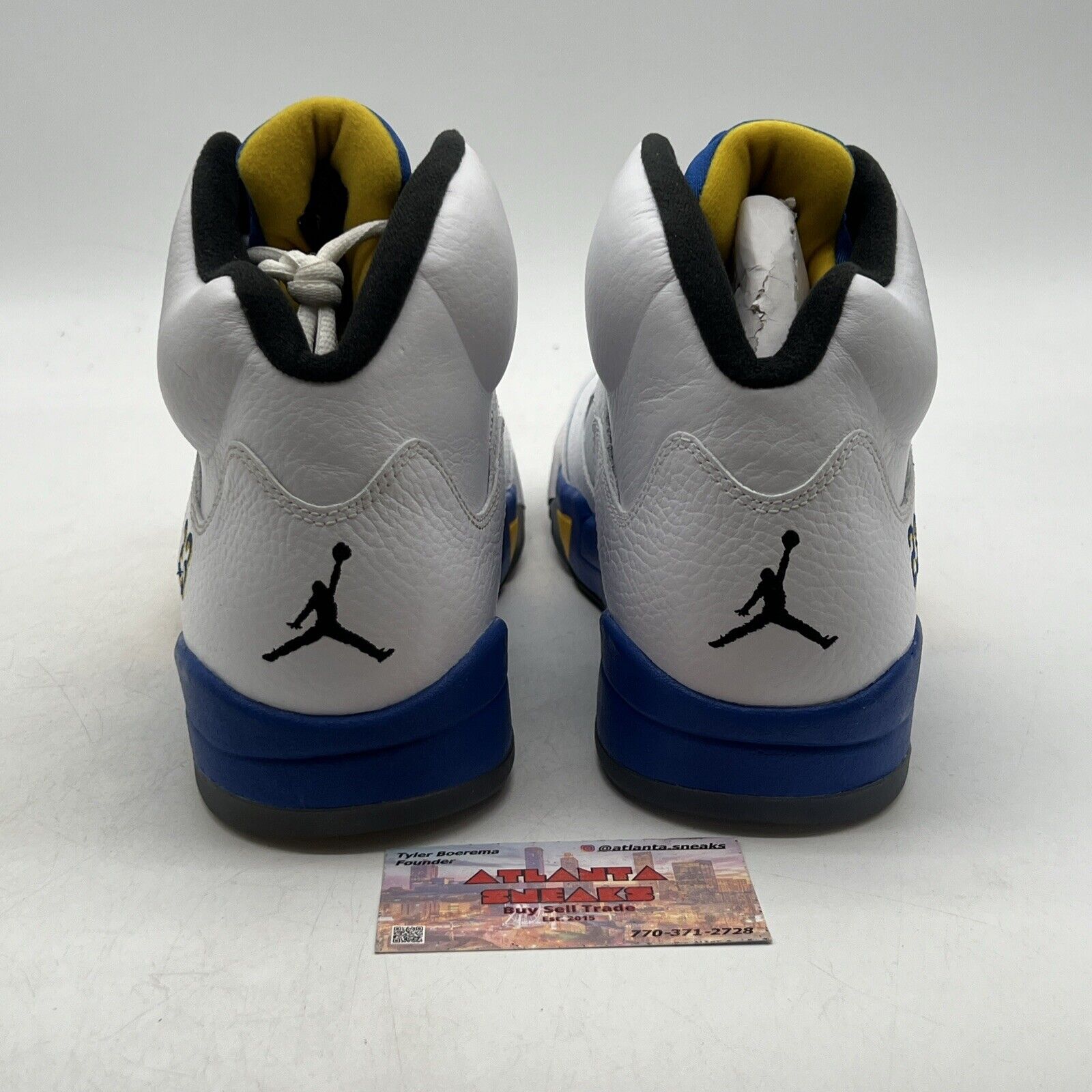Size 11.5 - Air Jordan 5 Retro 2013 Laney White Yellow Blue Leather (136127-189)