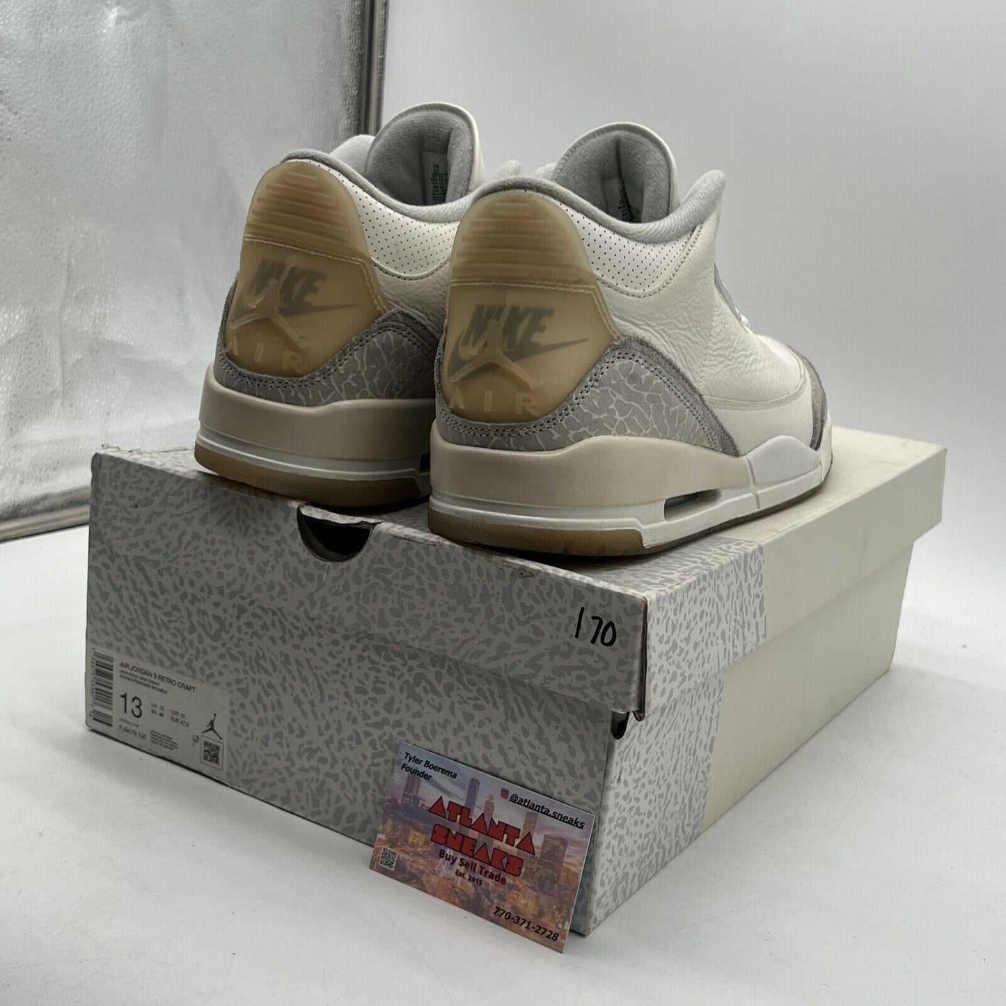 Size 13 - Air Jordan 3 Retro Craft Ivory/Grey White Leather (FJ9579-100)