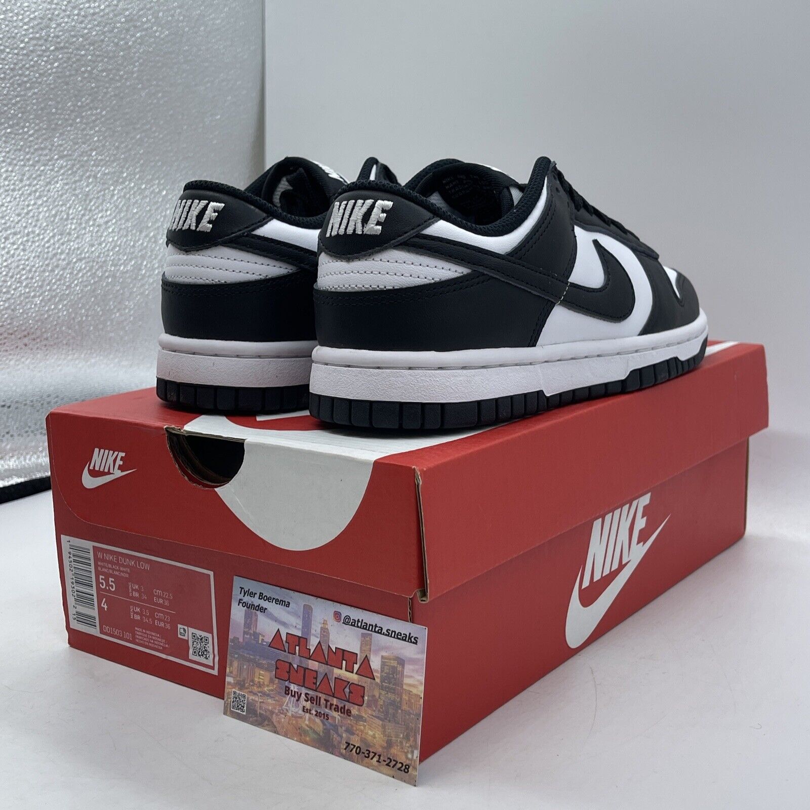 Size 5.5W - Nike Dunk Low Black White Leather (DD1503-101)