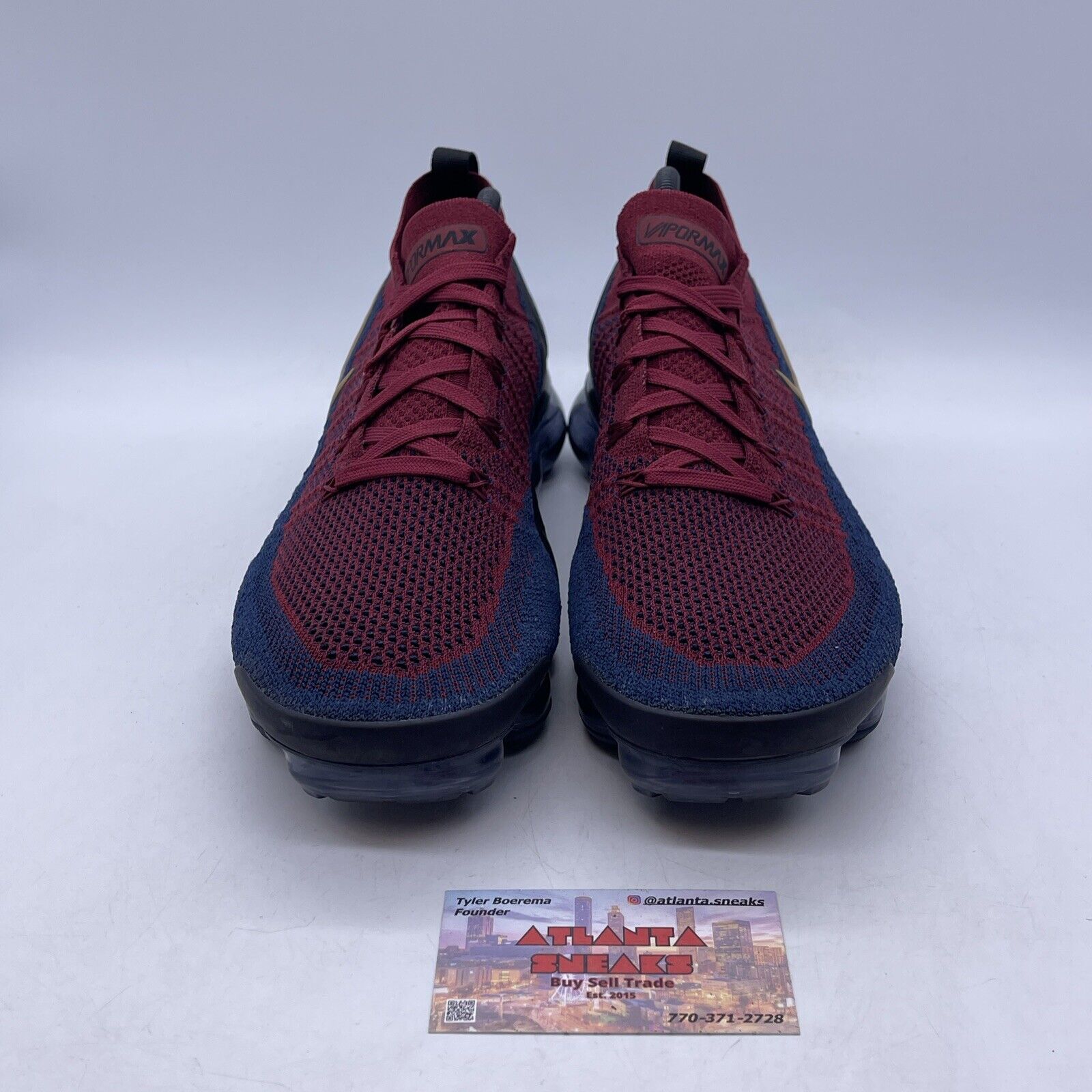 Size 11 - Nike Air VaporMax Flyknit 2 Olympic Black Burgundy Blue (942842-604)