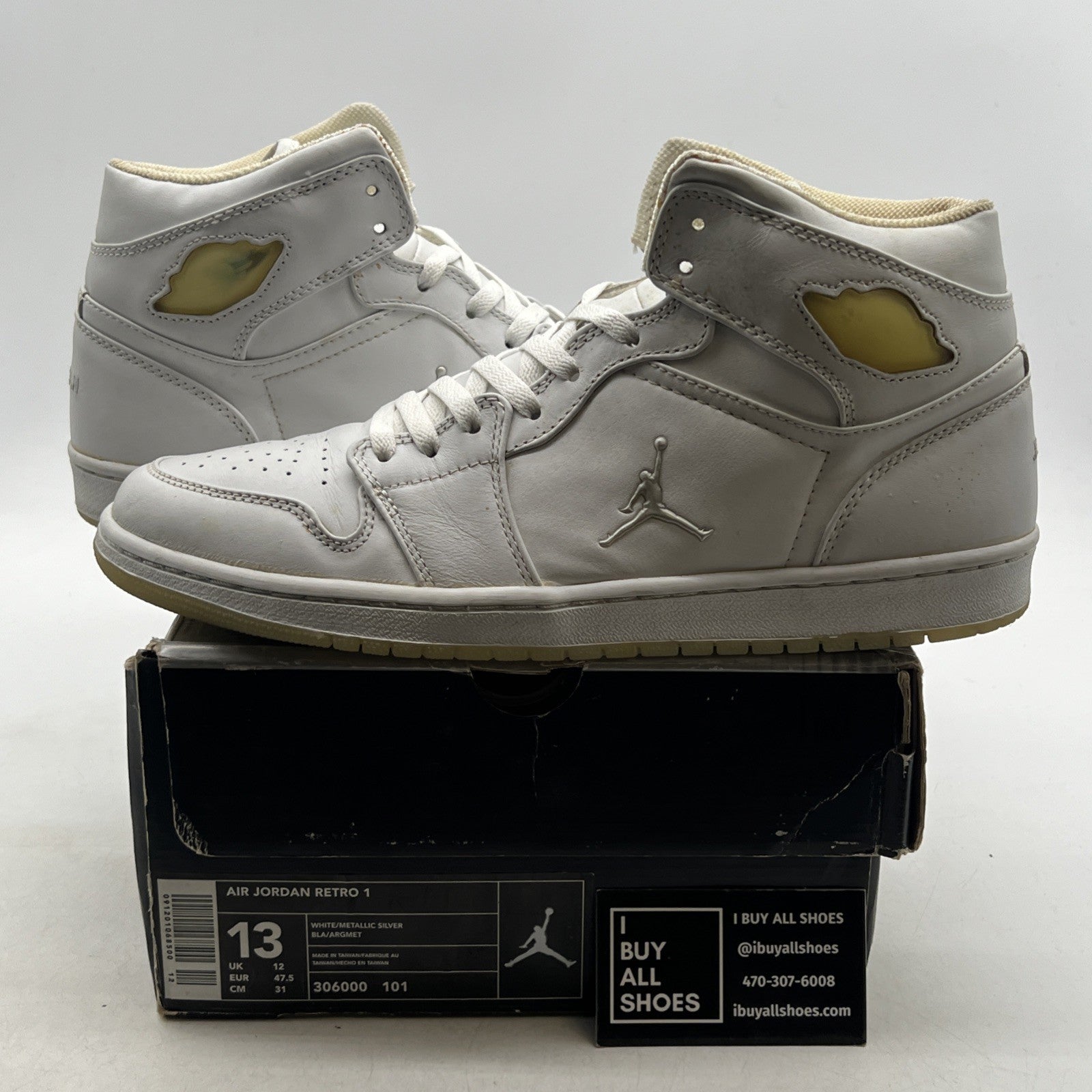 Size 13 - Air Jordan 1 Retro 2002 White Chrome (306000-101)