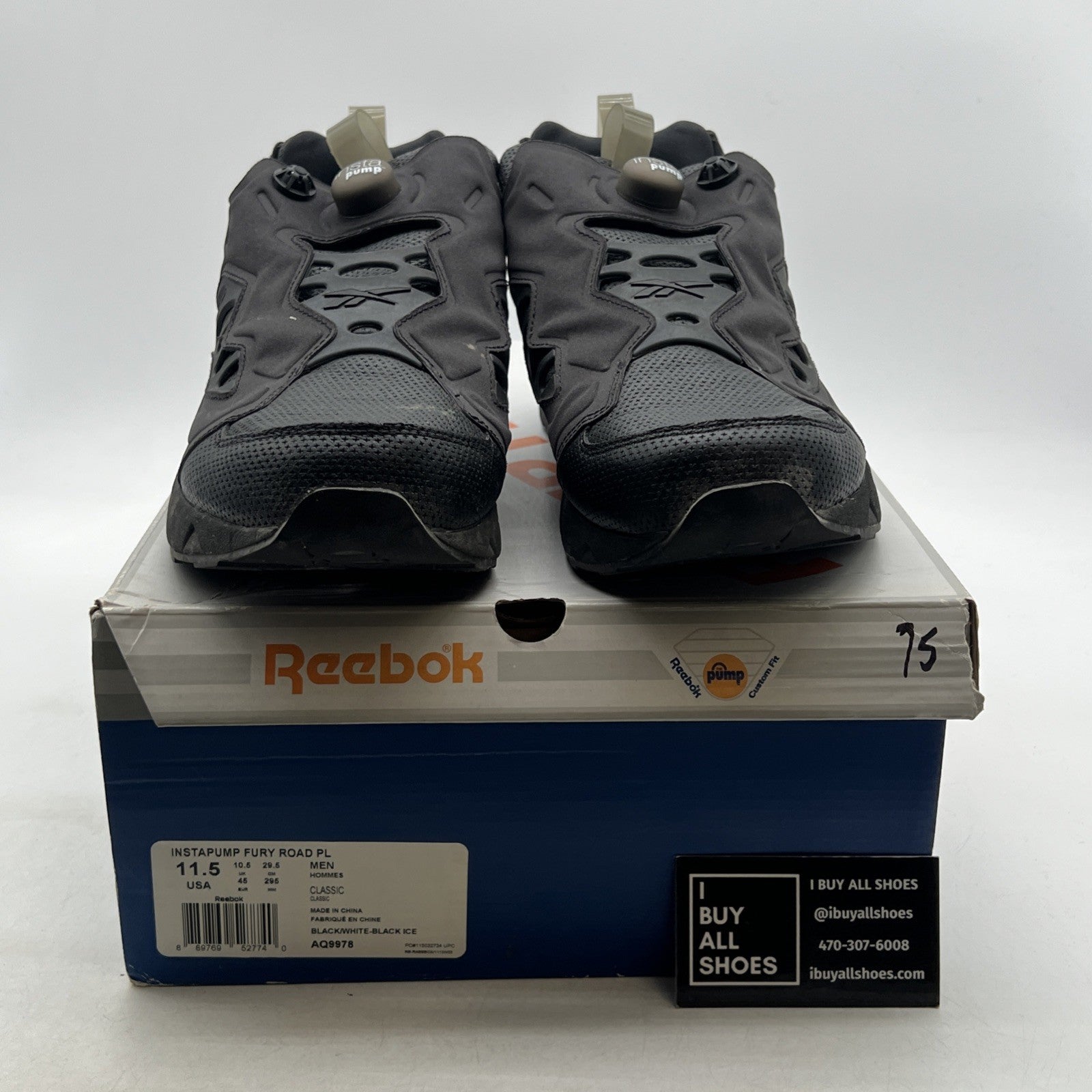 Size 11.5 - Reebok Instapump Fury Road PL Black Ice (AQ9978)
