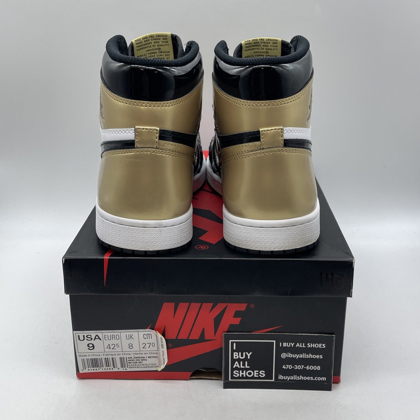 Size 9 - Air Jordan 1 Retro OG NRG High Gold Toe (861428-007)