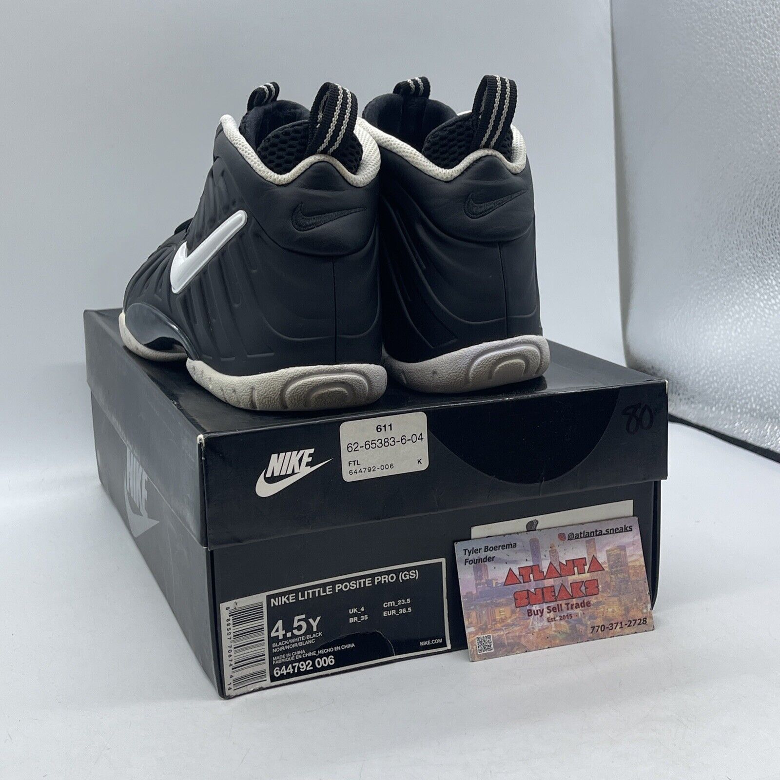 Size 4.5Y (GS) - Nike Little Posite Pro Mid Dr. Doom Black White (644792-006)