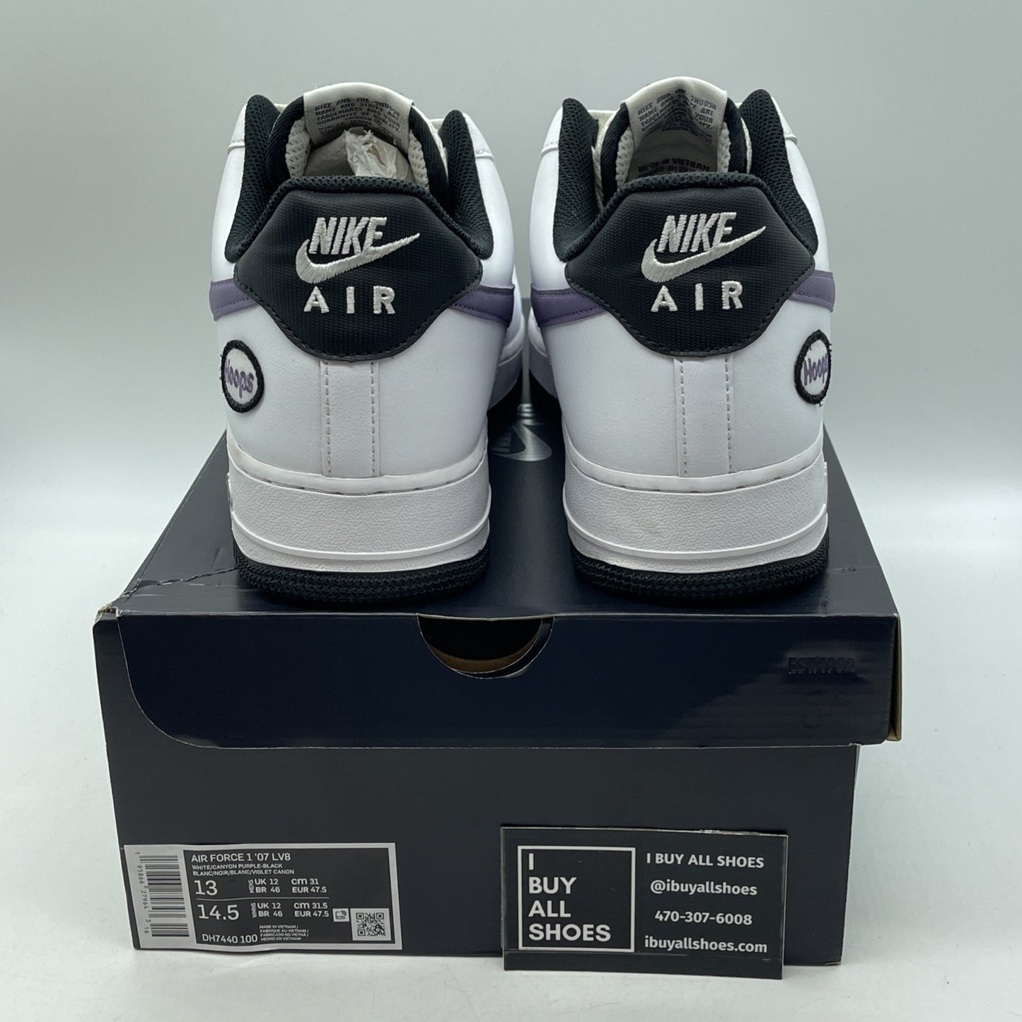 Size 13 - Nike Air Force 1 '07 LV8 Hoops - White Canyon Purple (DH7440-100)