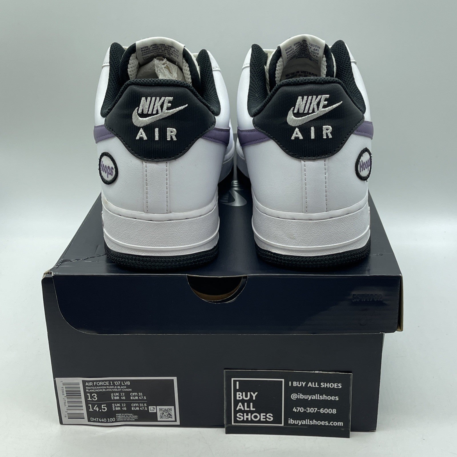 Size 13 - Nike Air Force 1 '07 LV8 Hoops - White Canyon Purple (DH7440-100)