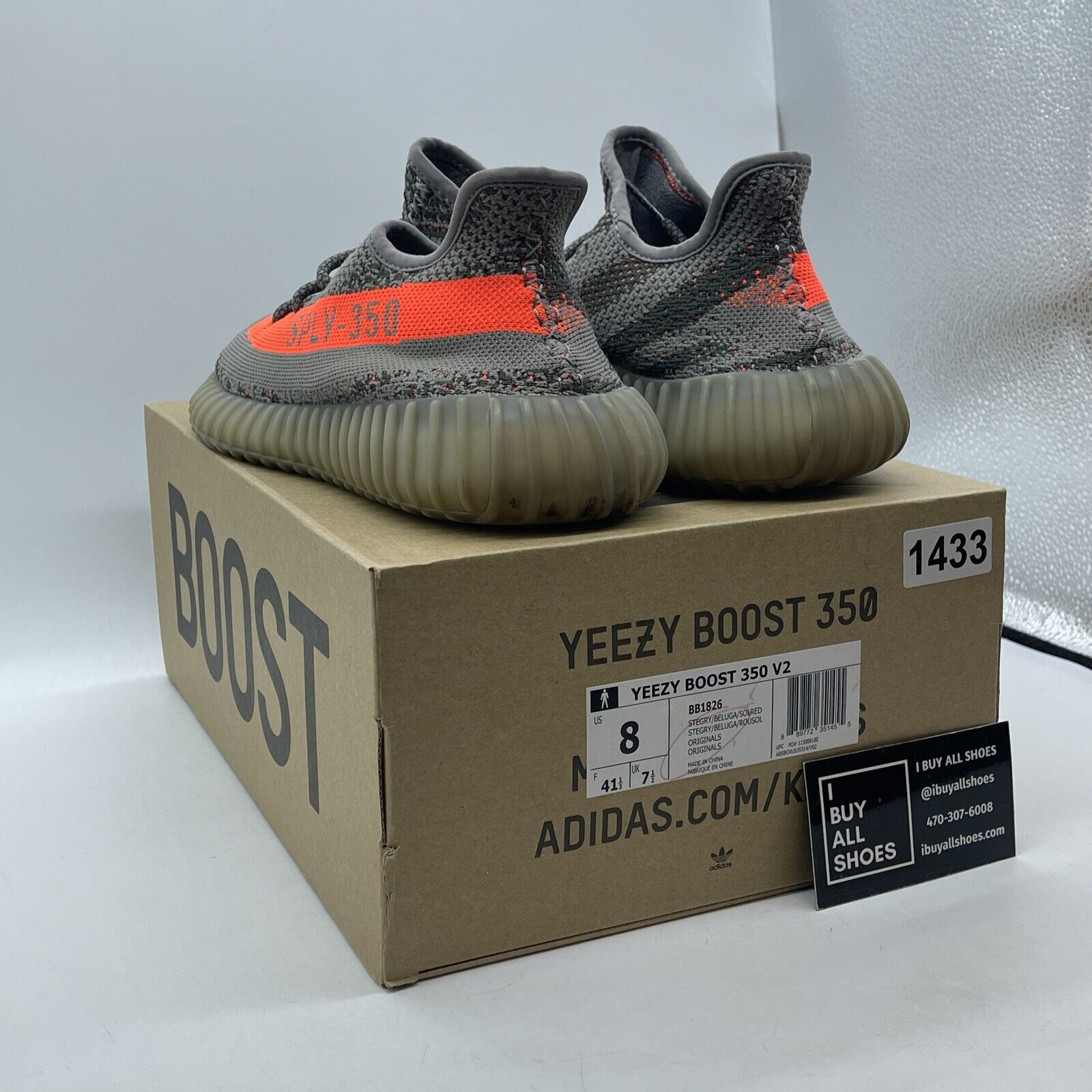 Size 8 - adidas Yeezy Boost 350 V2 Beluga Grey Green Orange Suede (BB1826)