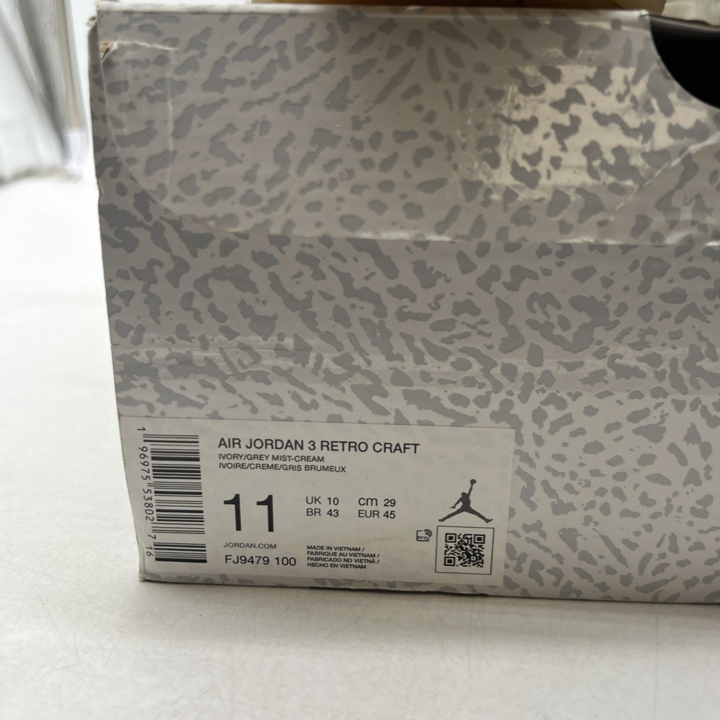 Size 11 - Air Jordan 3 Retro Craft Ivory/Grey White Leather (FJ9579-100)