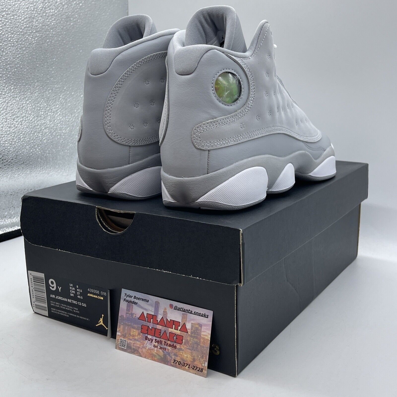 Size 9Y - Air Jordan 13 Wolf Grey White Silver Suede (439358-018)