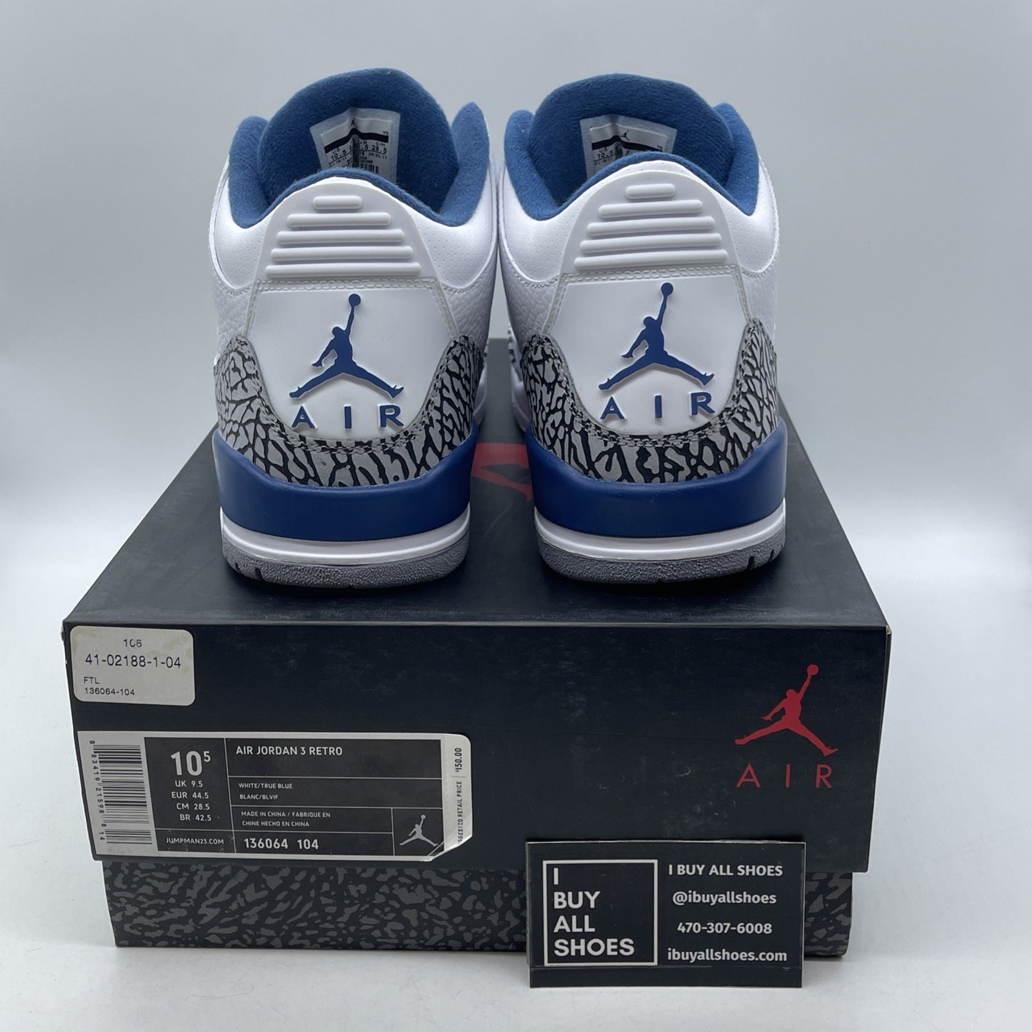 Size 10.5 - Air Jordan 3 Retro 2011 True Blue (136064-104)