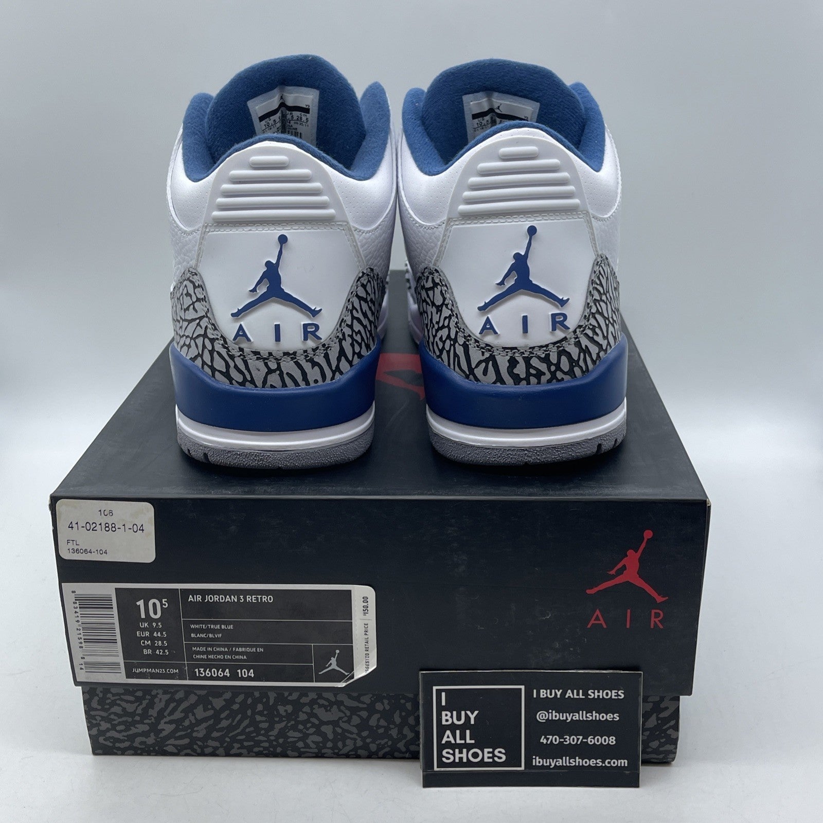 Size 10.5 - Air Jordan 3 Retro 2011 True Blue (136064-104)