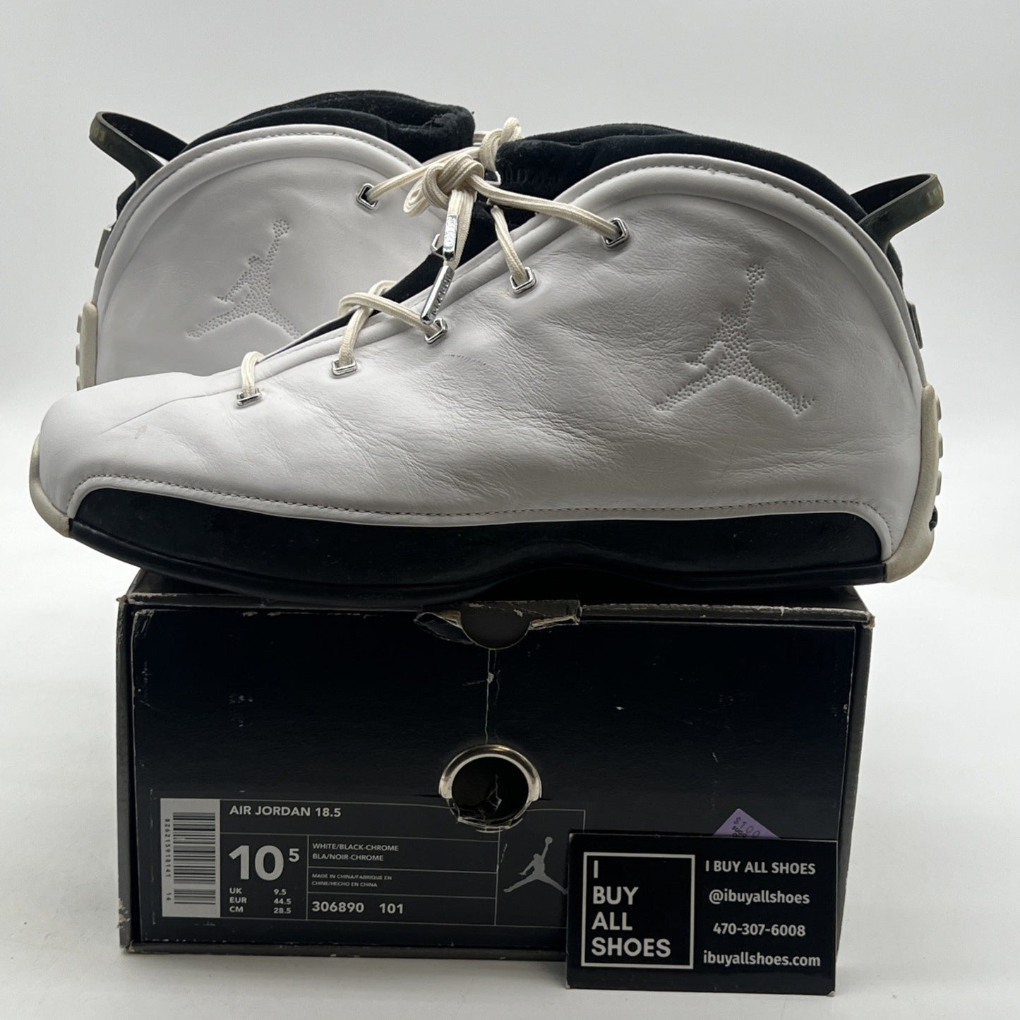 Size 10.5 - Air Jordan 18.5 OG White Black Chrome (306890-101)