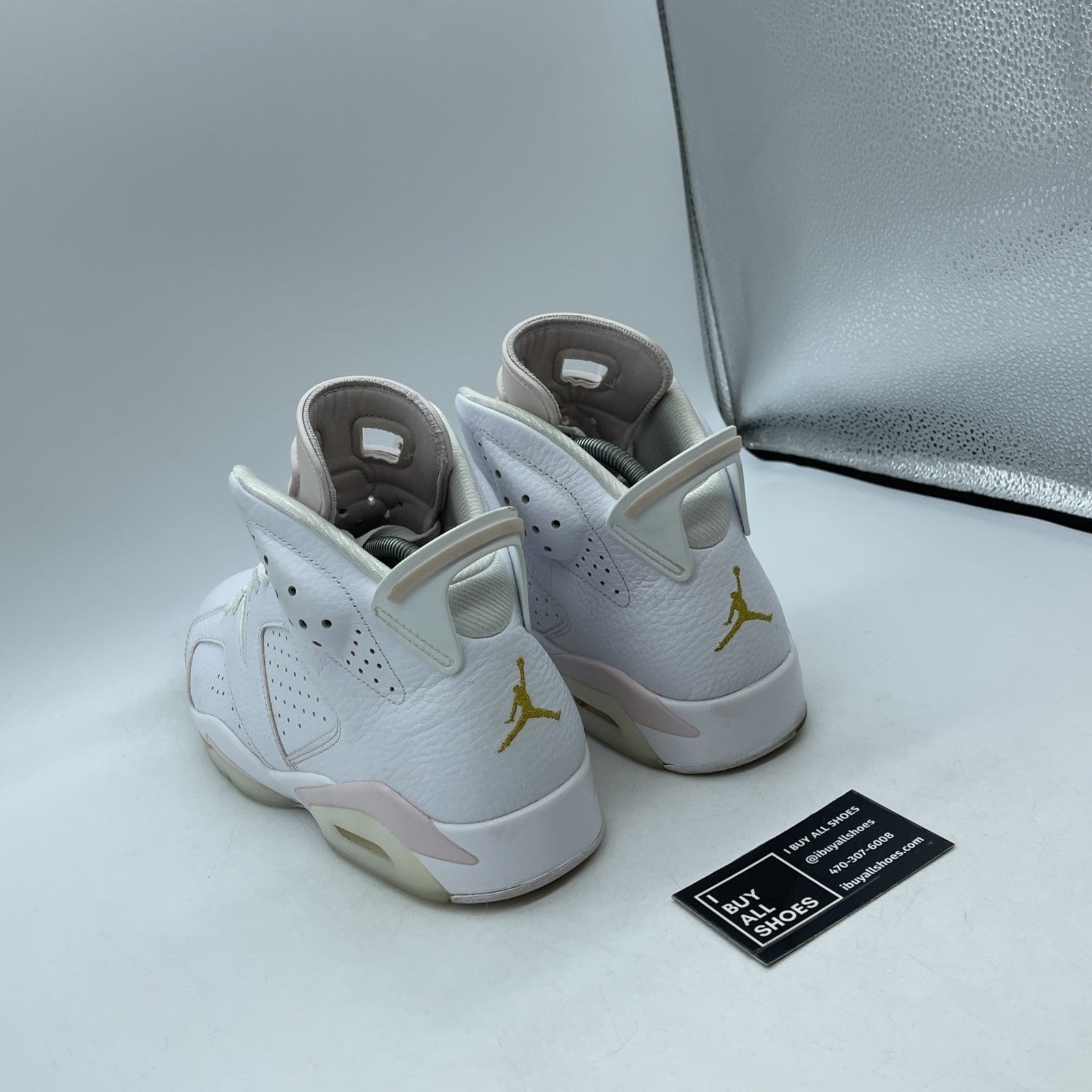Size 11W - Air Jordan 6 Retro Gold Hoops White Pink Leather (DH9696-100)