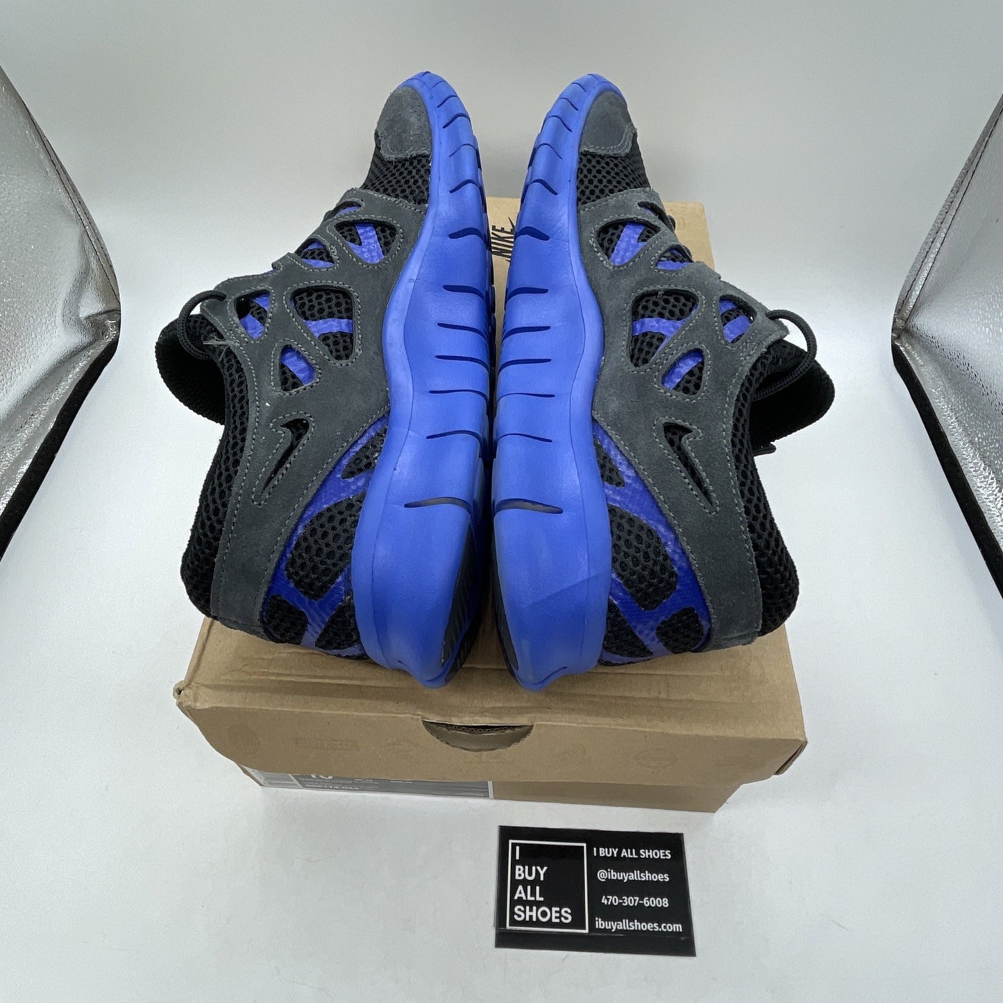 Size 10 - Nike Free RN 2 Black Blue Gray Suede Leather (555174-044)