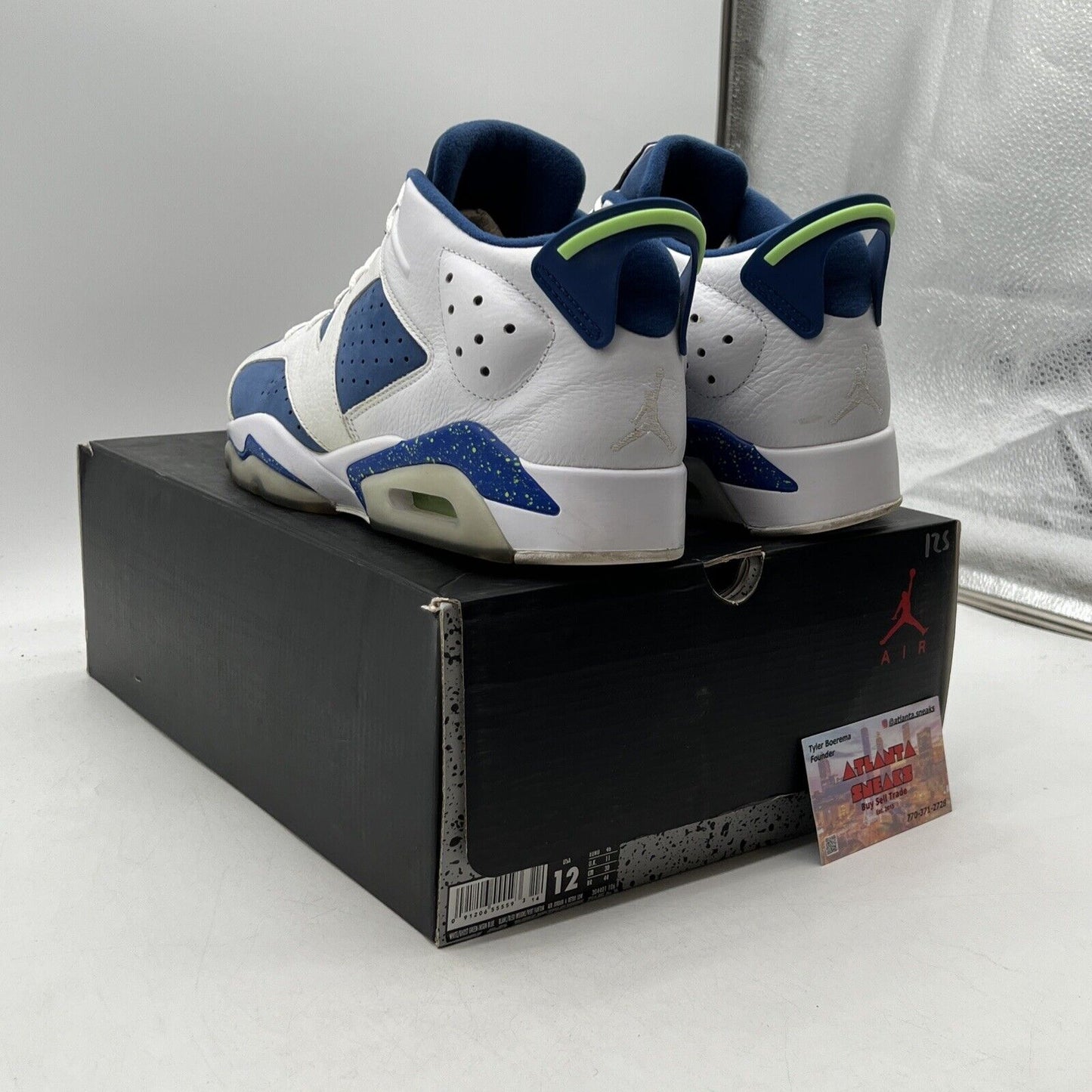 Size 12 - Air Jordan 6 Low Ghost Green White Suede Blue (304401-106)