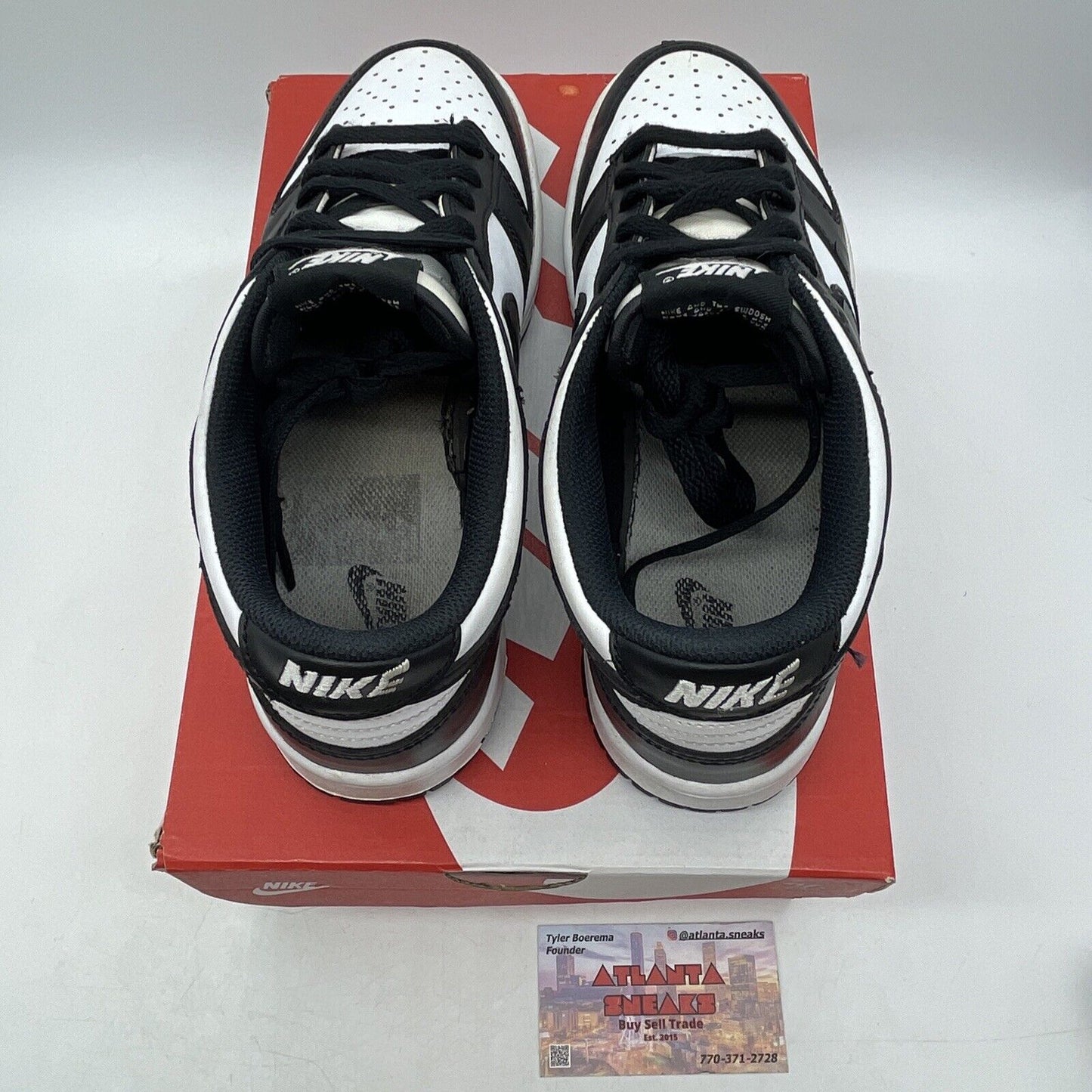 Size 6.5Y - Dunk Low GS Black white Leather  (CW1590-100)