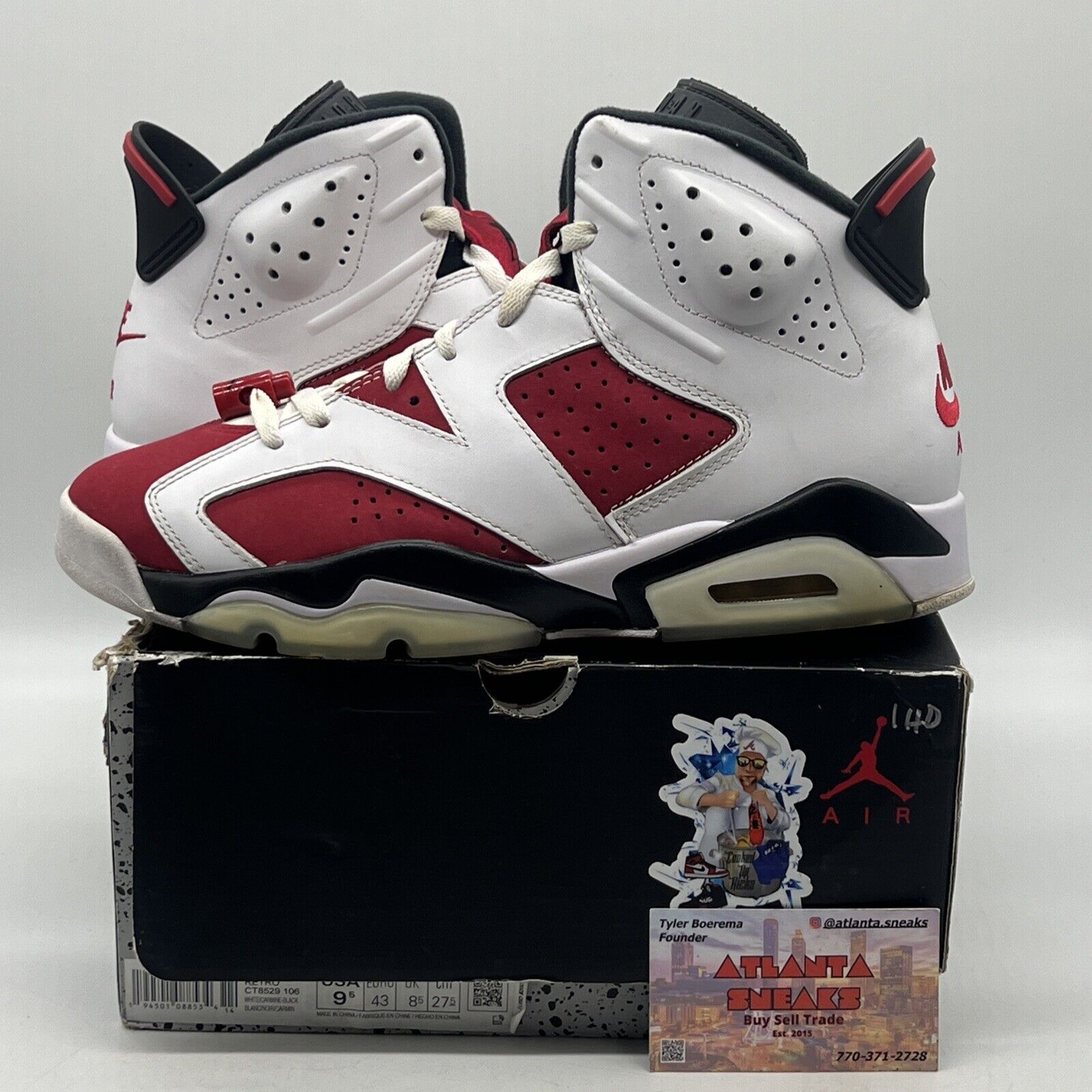 Size 9.5 - Jordan 6 Retro OG Mid Carmine White Red Black (CT8529-106)