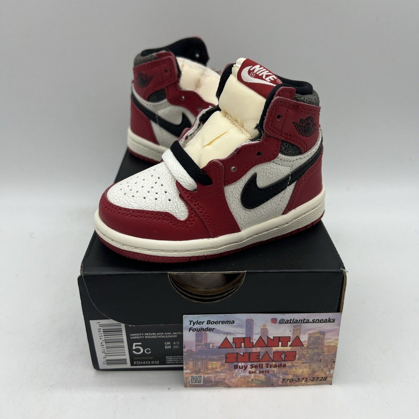 Nike Air Jordan 1 Retro High TD Chicago Lost & Found Size 5C Brand New Og All