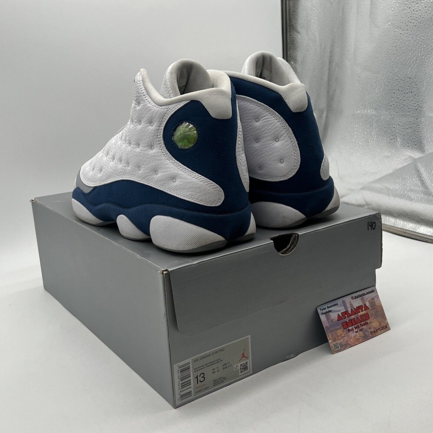 Size 13 - Jordan 13 Retro Mid French Blue White Grey Suede Leather (414571-164)