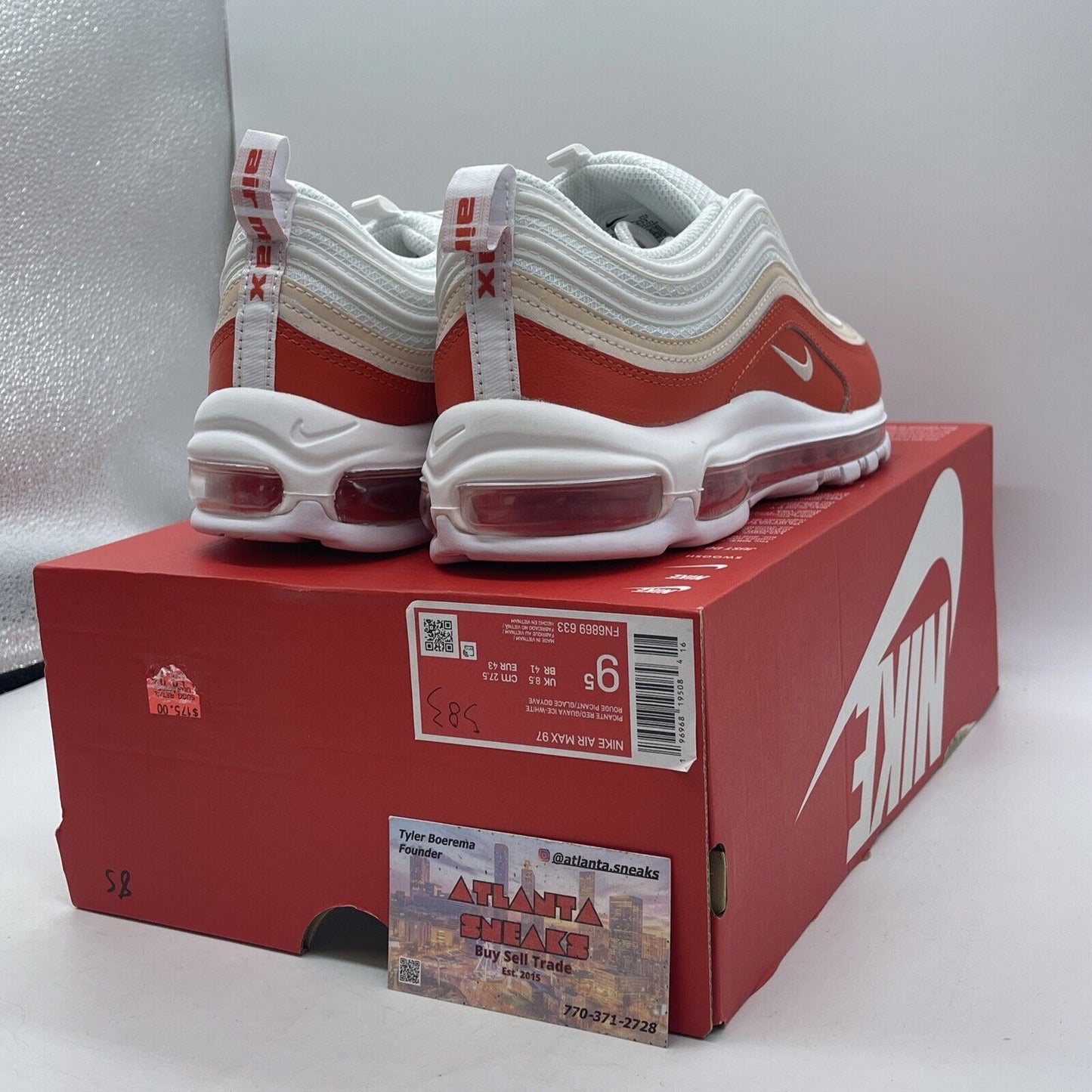 Size 9.5 - Nike Air Max 97 Picante Red White Leather Suede (FN6869-633)