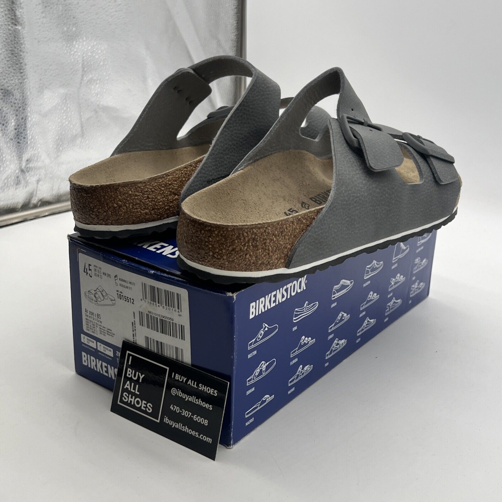 Size 12 - Birkenstock Arizona Bs Leather Unisex Shoes Color: Desert Soil Gray