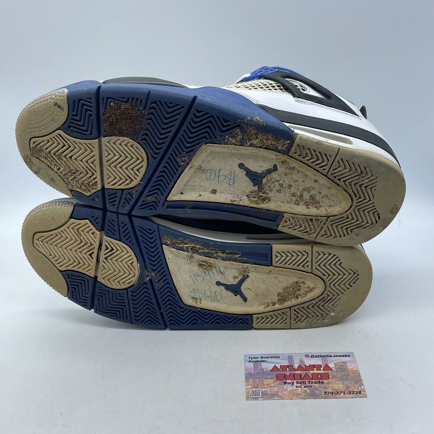 Size 10.5 - Jordan 4 Retro Mid Motorsports Blue Black White Leather (308497-117)