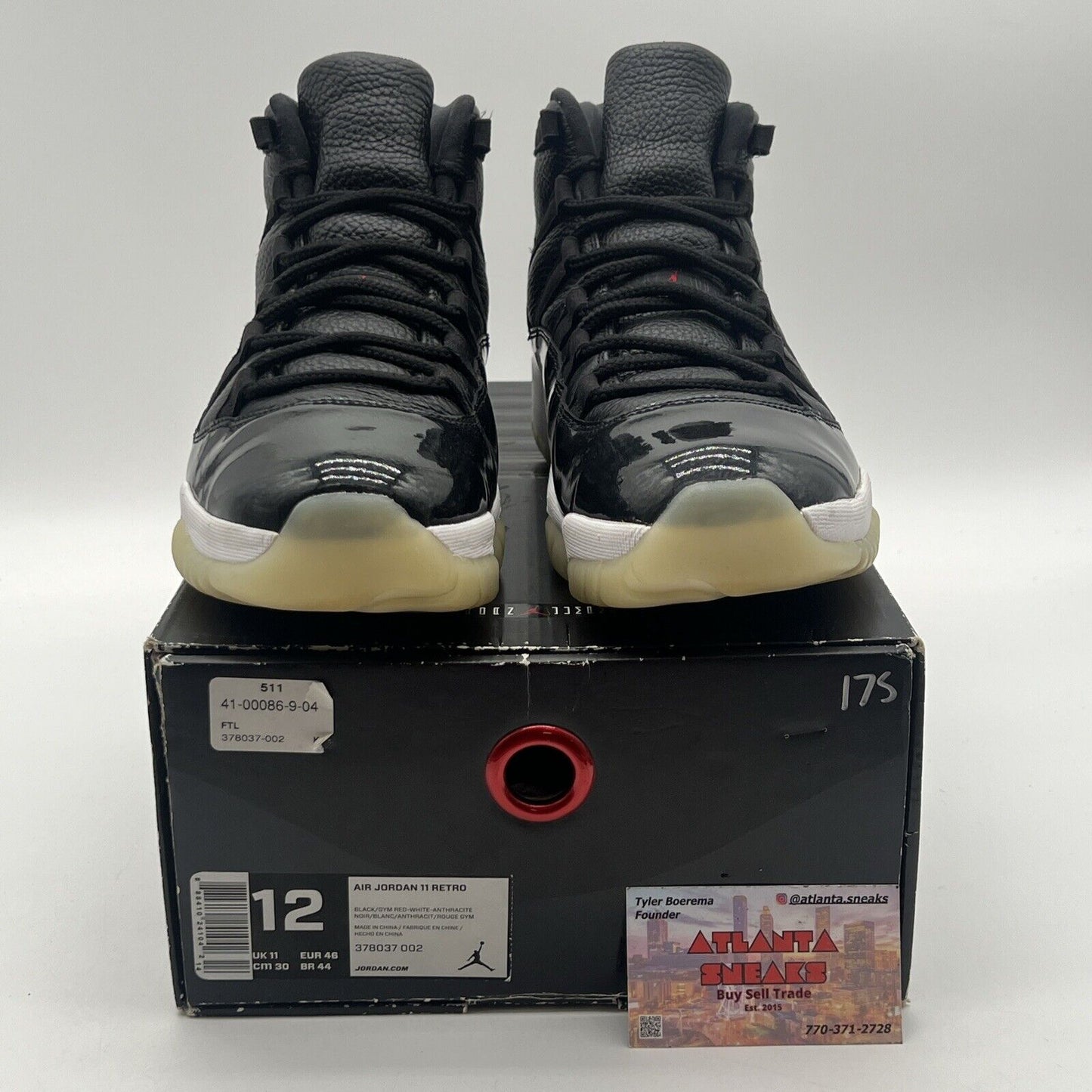 Size 12 - Jordan 11 Retro 72-10 2015 Black White Red (378037-002)