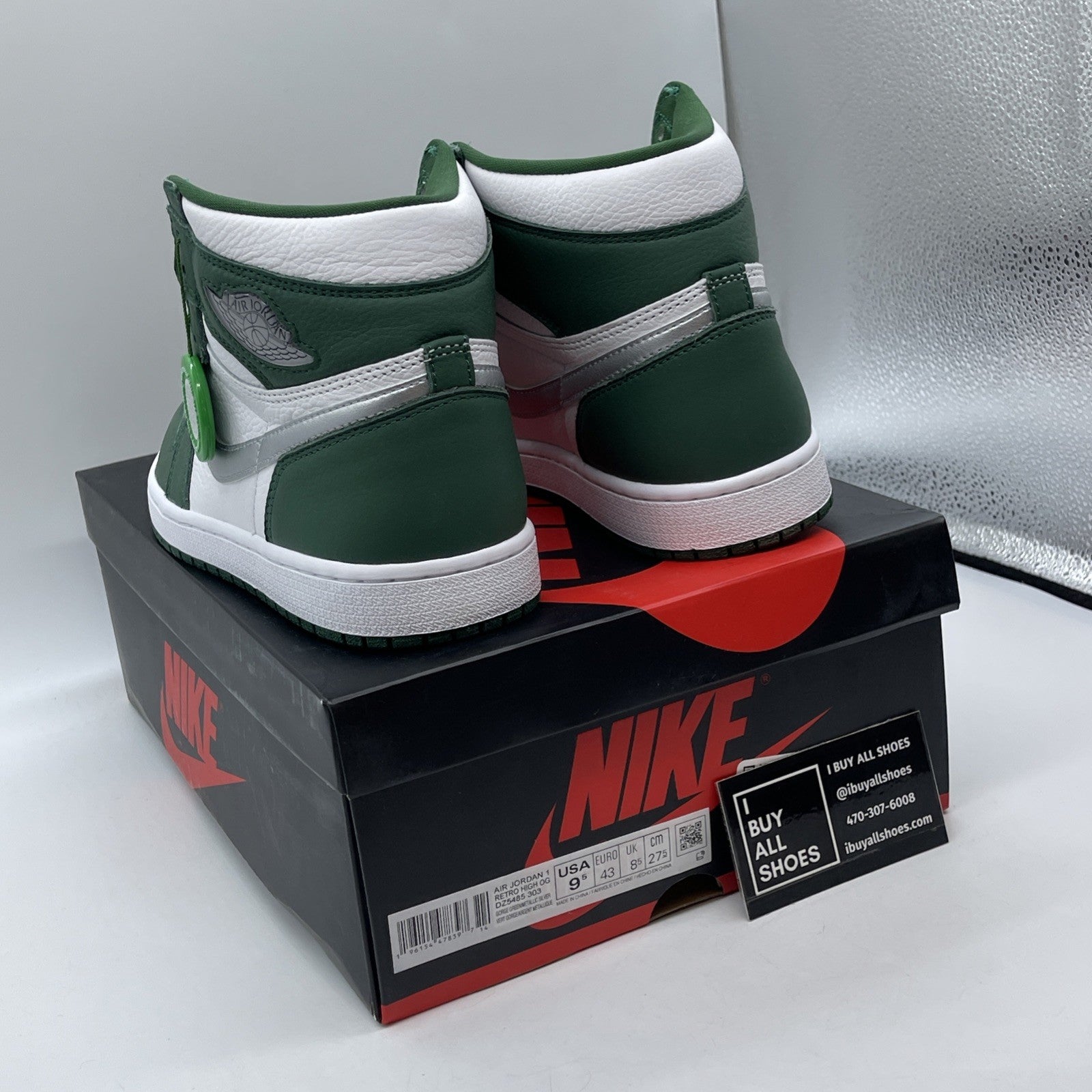 Size 9.5 - Jordan 1 Retro OG High Gorge Green Silver Leather (DZ5485-303)
