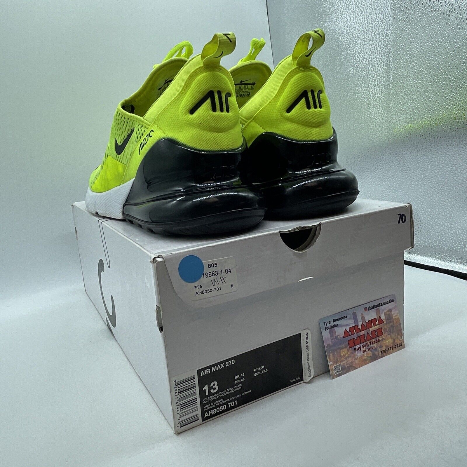 Size 13 - Nike Air Max 270 Volt Green White Black (AH8050-701)