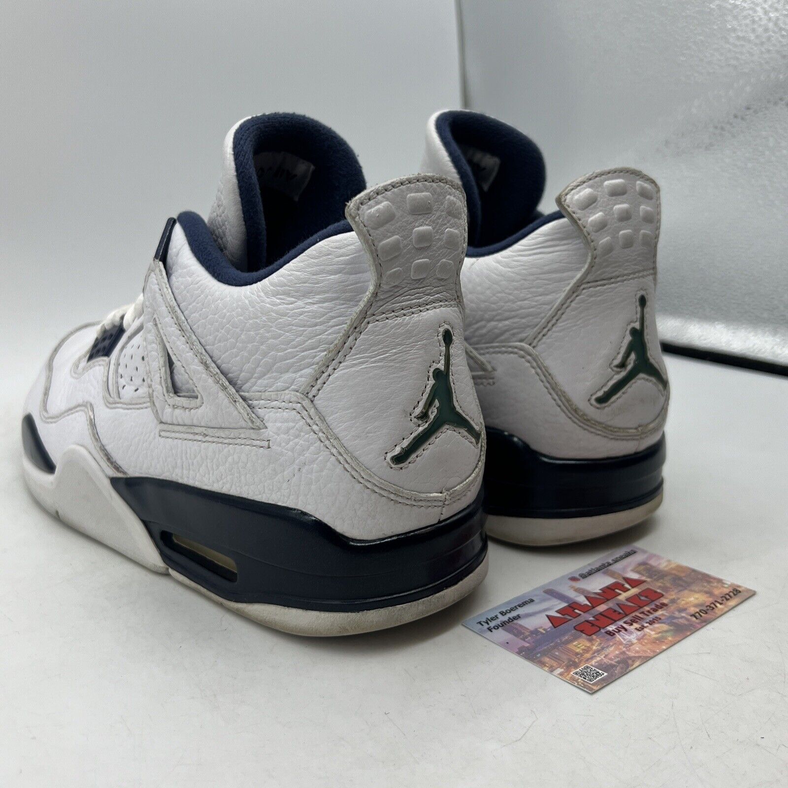 Size 9.5 - Air Jordan 4 Retro LS Columbia White Navy Leather (314254-107)