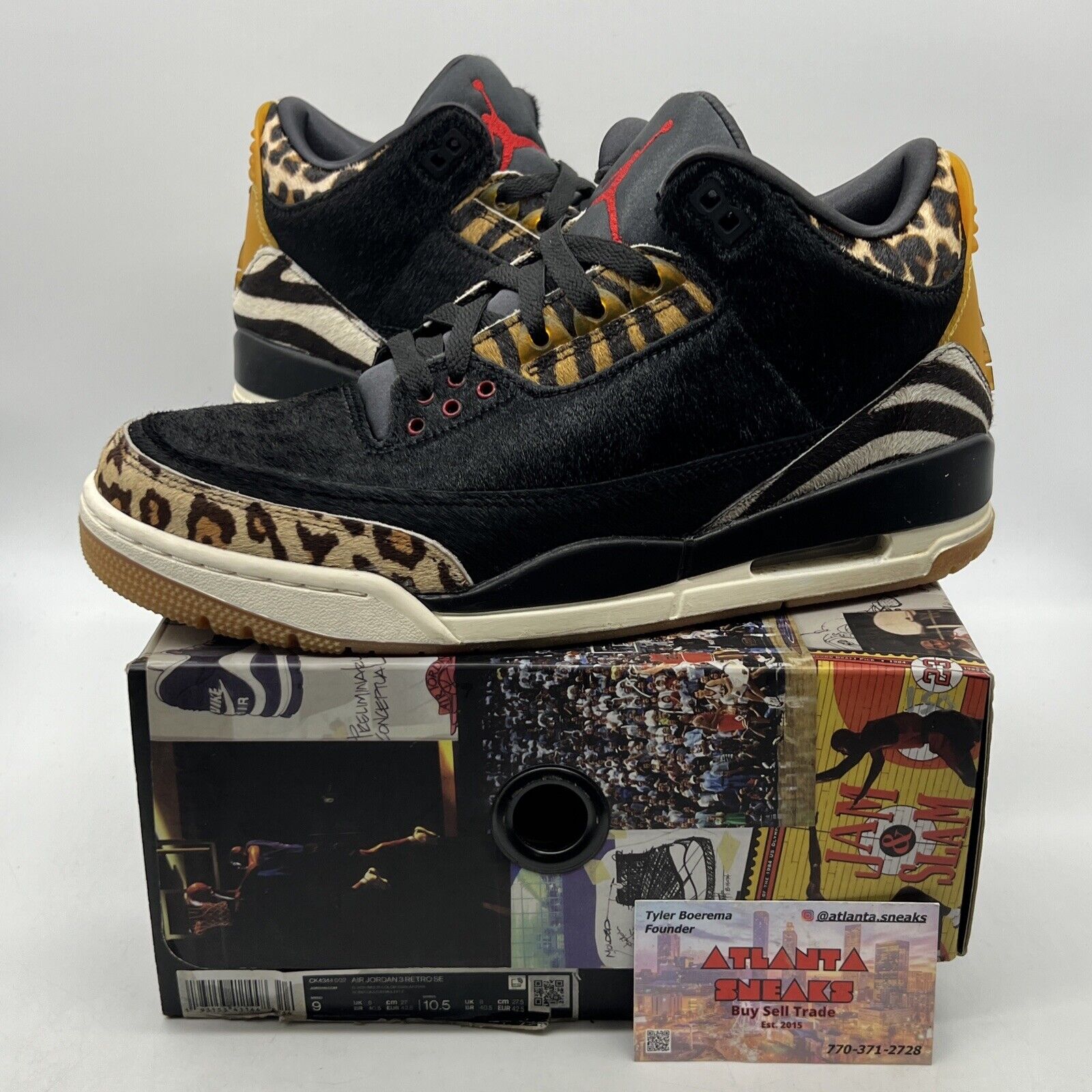 Size 9 - Air Jordan 3 Retro SE Animal Instinct Black White Brown Gum CK4344-002