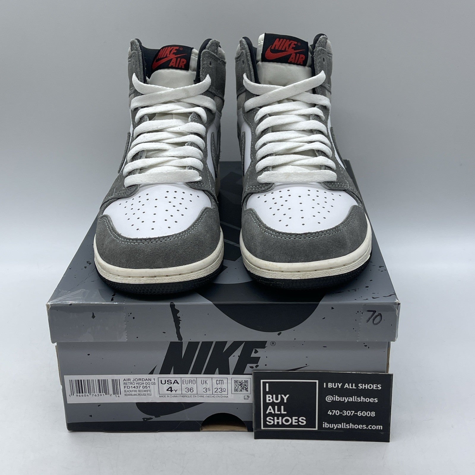 Size 4Y (GS) - Air Jordan 1 High Retro OG Washed Black (FD1437-051)