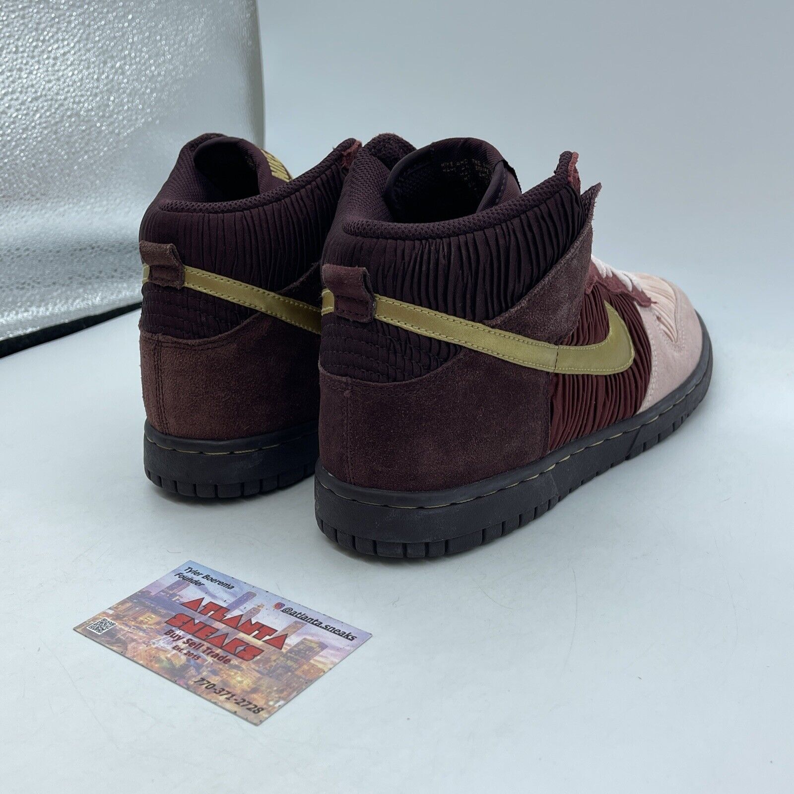 Nike Dunk High Deep Burgundy Metallic Gold Pink Suede Leather (316604-671)