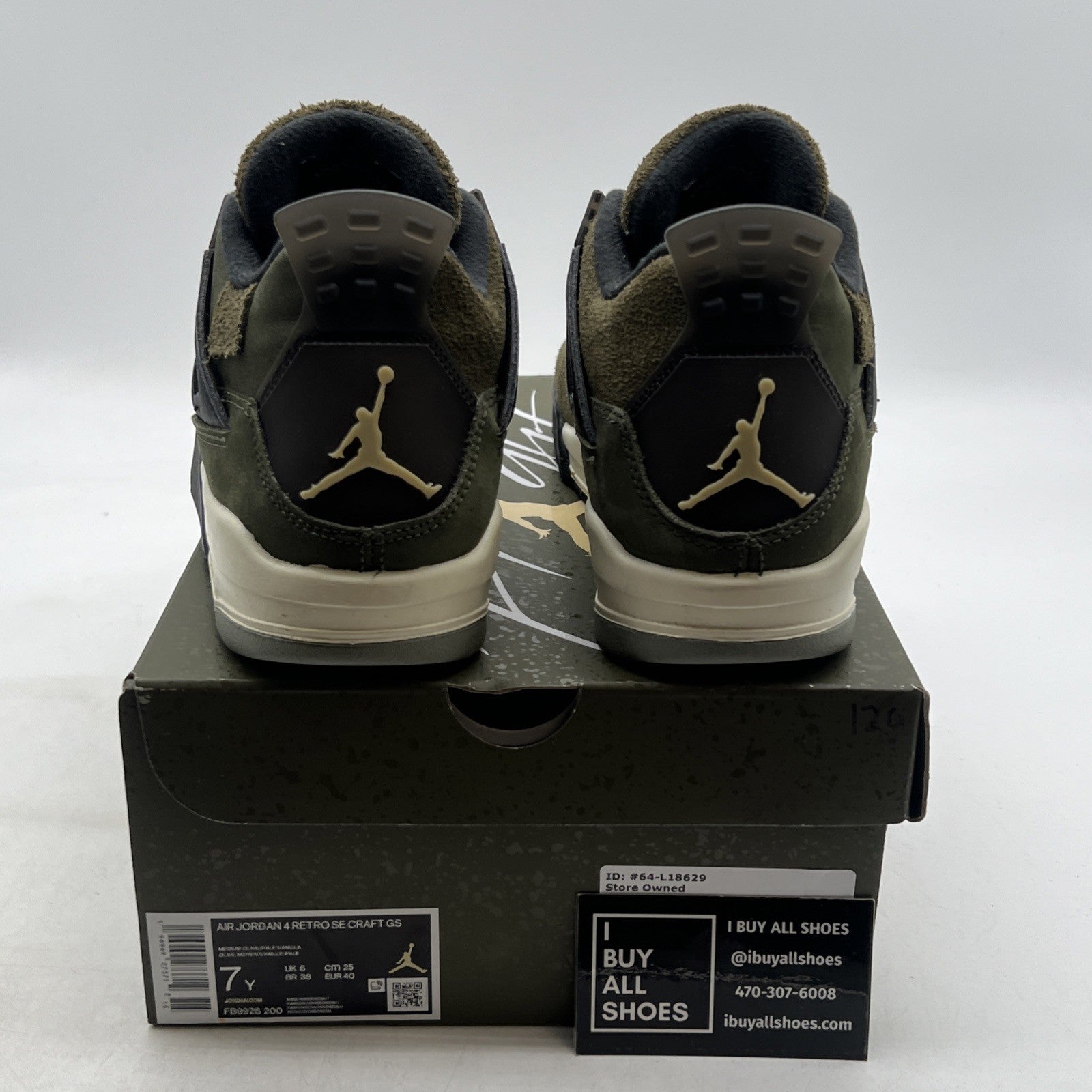 Size 7Y - Air Jordan 4 SE Retro Low Craft - Olive (FB9928-200)