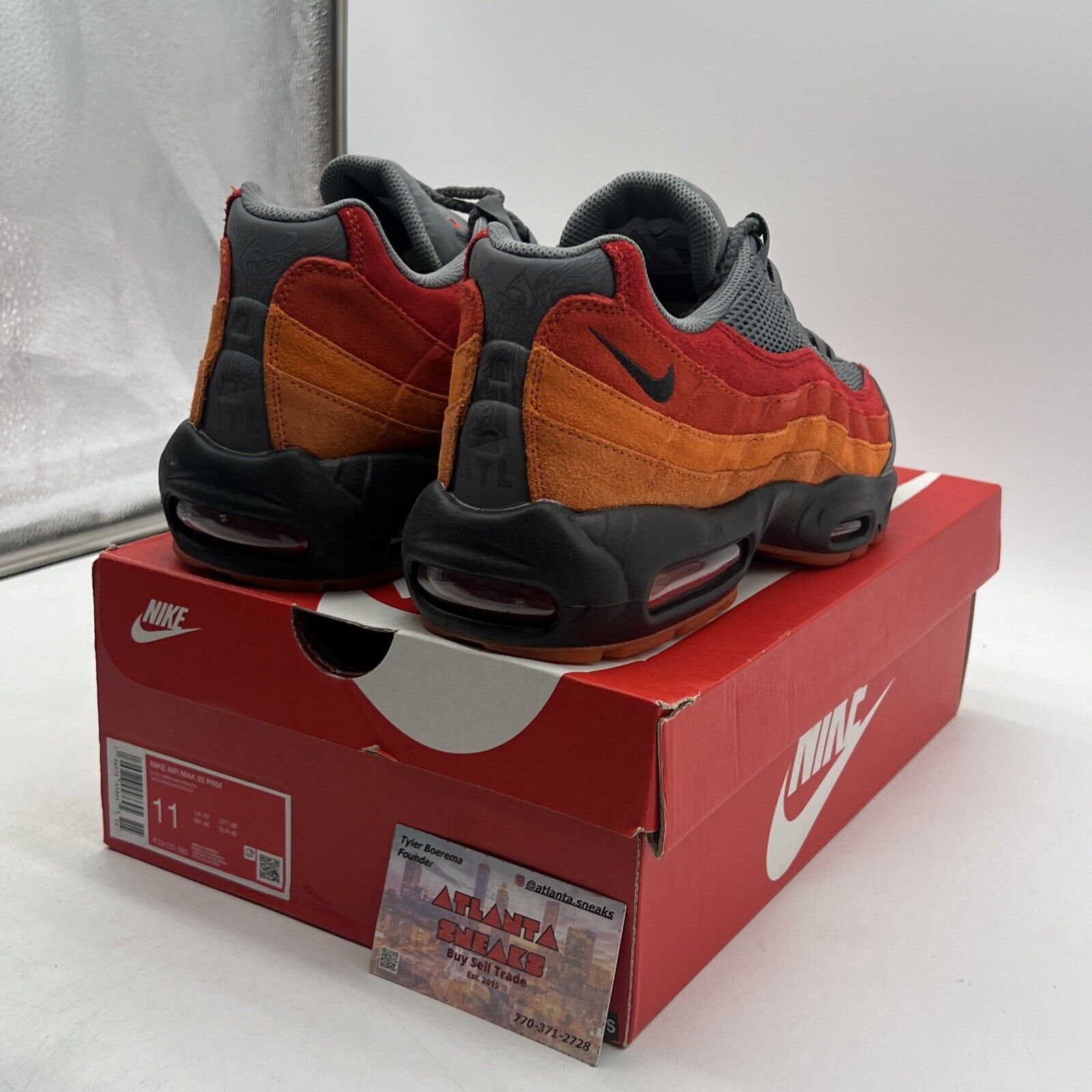 Size 11 - Nike Air Max 95 Premium Atlanta Grey Orange Red (FZ4126-060)